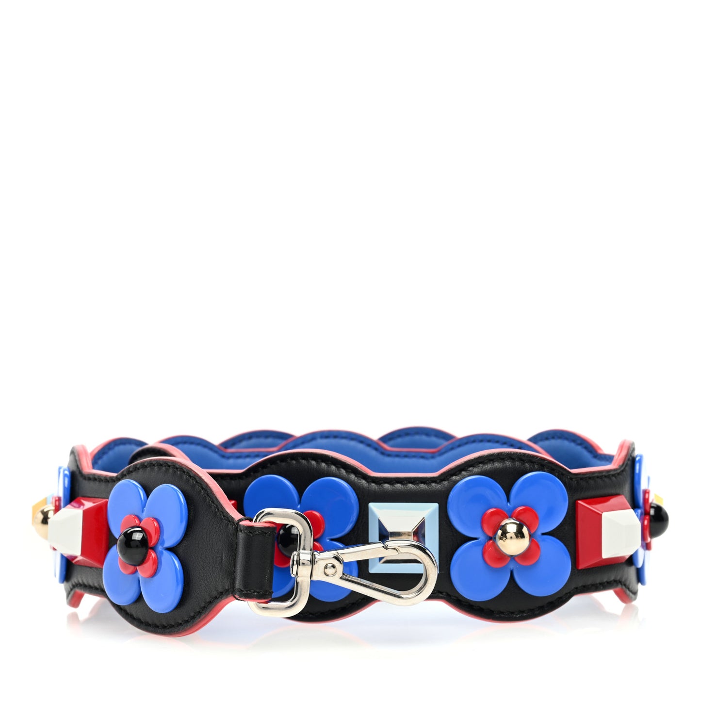 Vitello Dolce Plexiglass Flowerland Studded Strap You Blue Multicolor