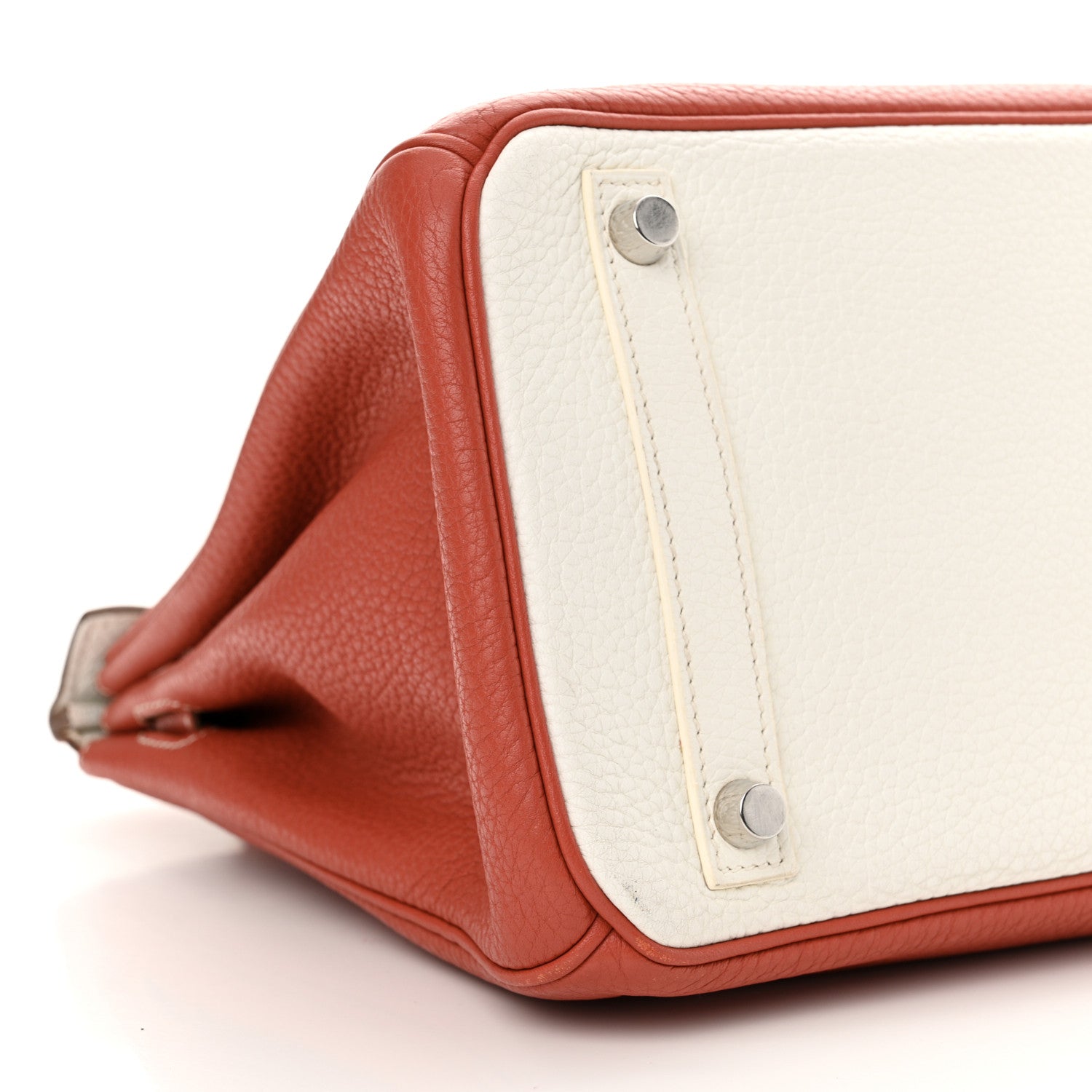 Hermes Taurillon Clemence Eclat Birkin 30 Sanguine White 9 of 14