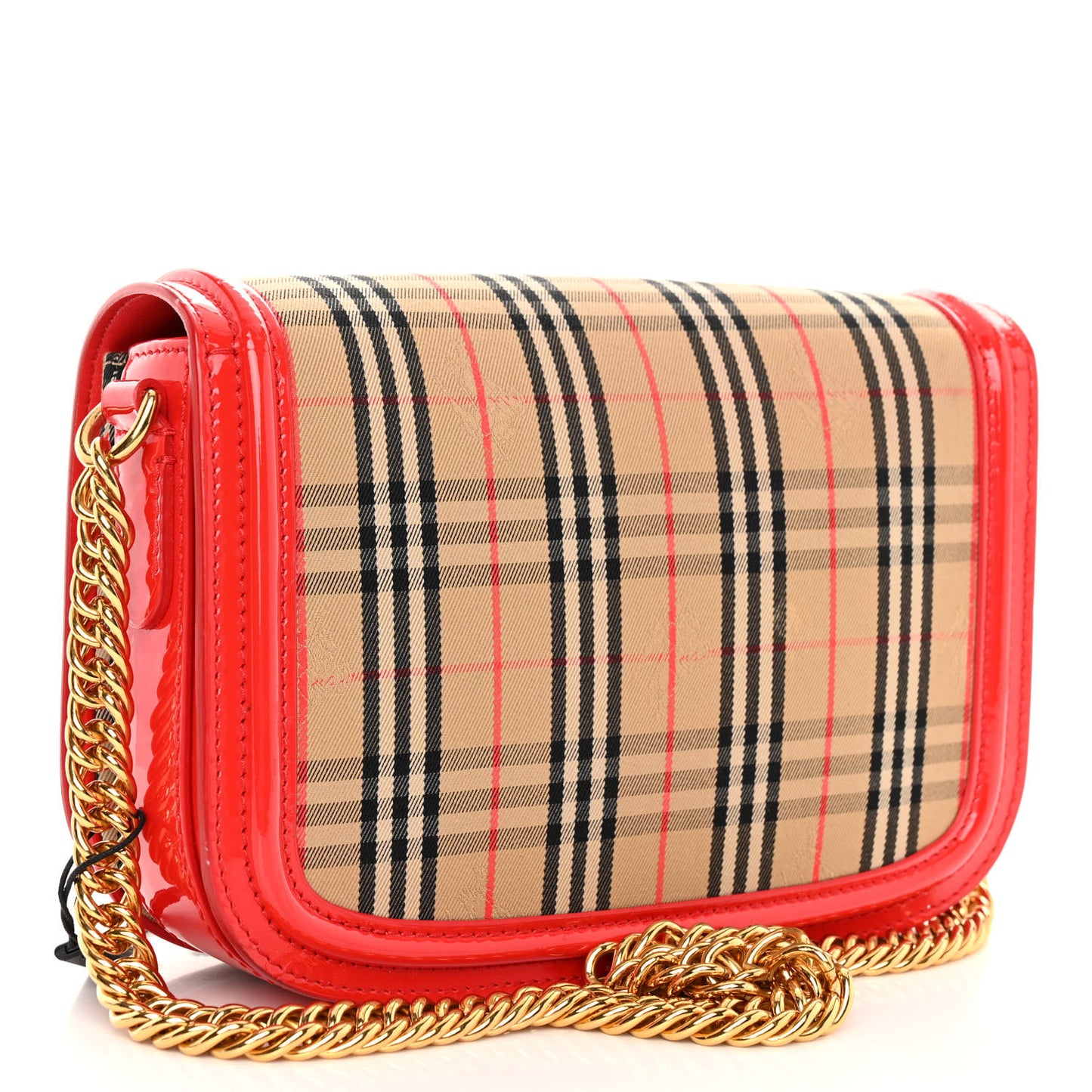 Patent 1983 Knight Check Link Shoulder Bag Bright Red