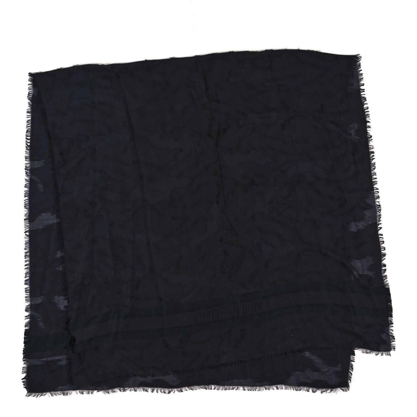 Silk Wool Cashmere Dior Camouflage Stole Black