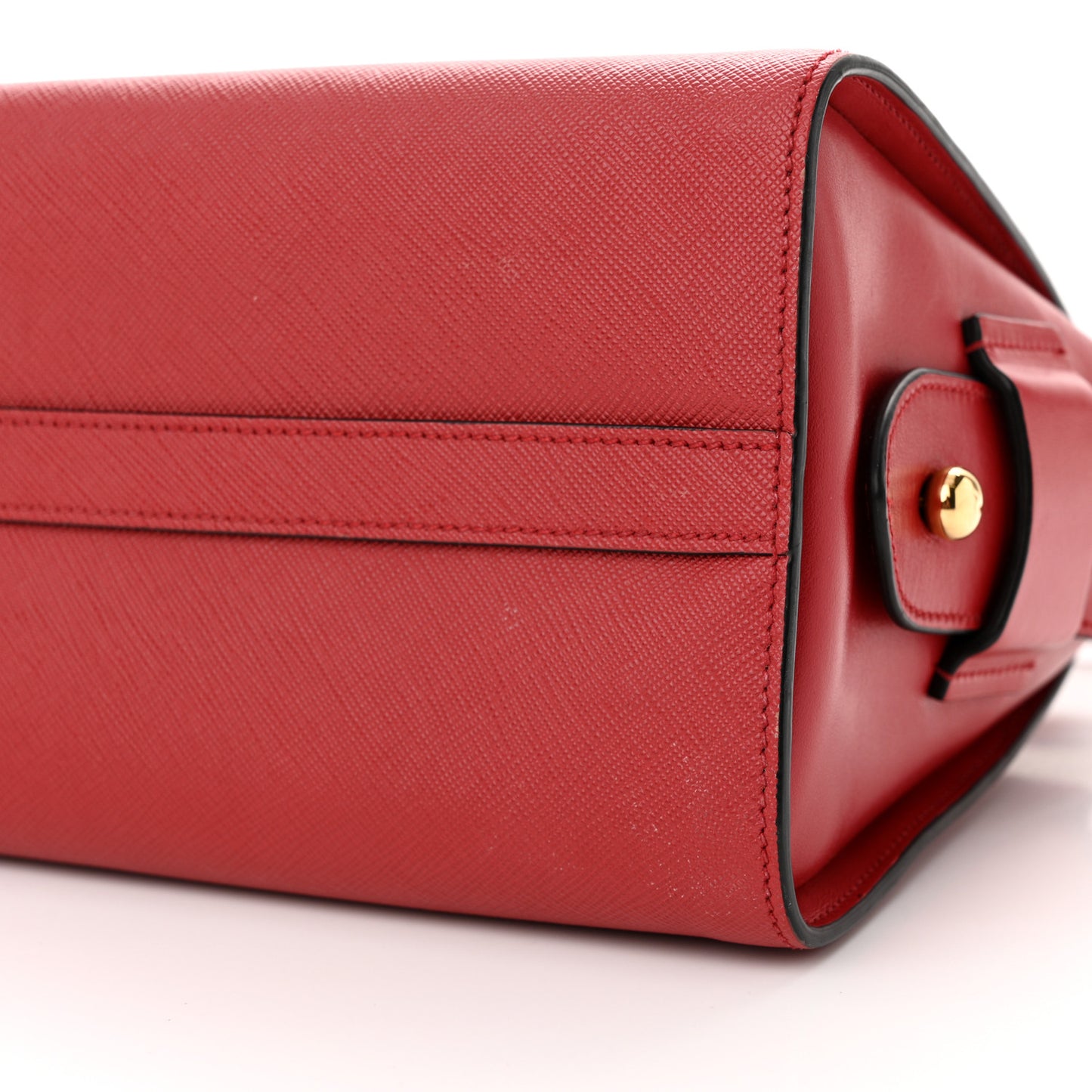 Saffiano Soft Calfskin Double Handle Satchel Fuoco