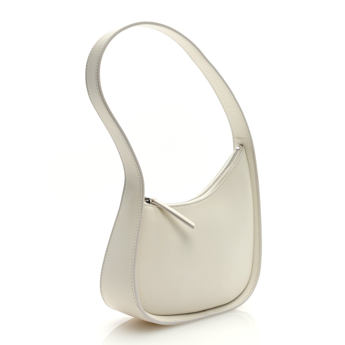 Smooth Calfskin Half Moon Shoulder Bag New Ivory