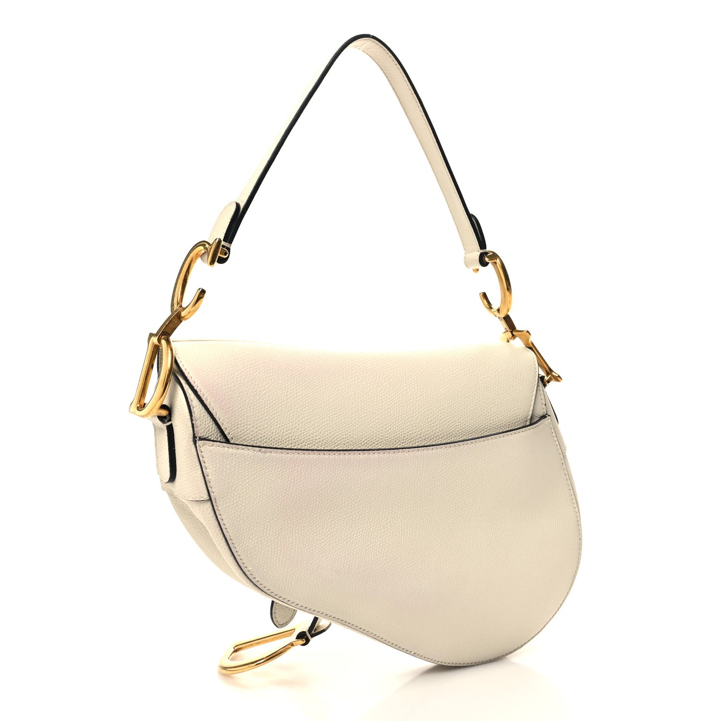 Grained Calfskin Saddle Bag White