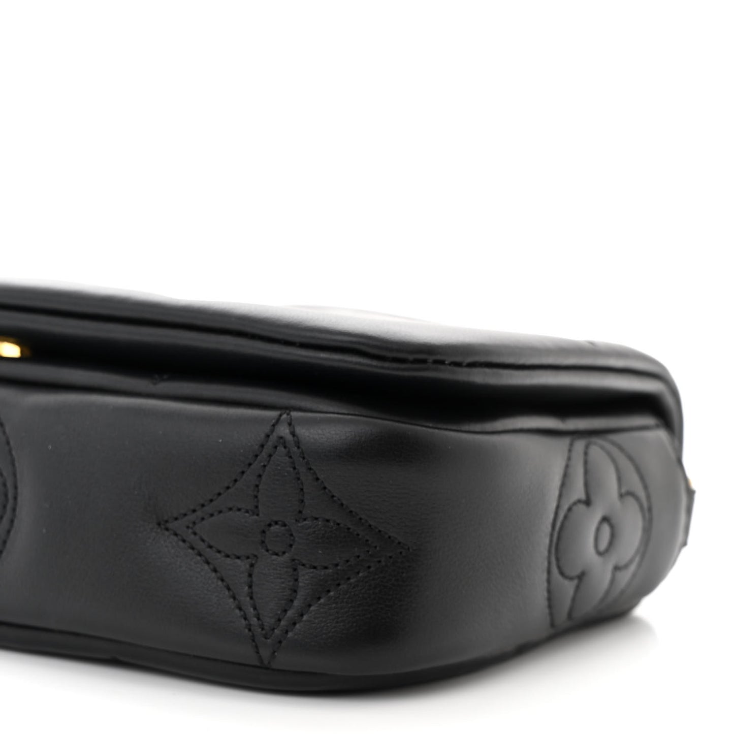 Calfskin Bubblegram Wallet On Strap Black