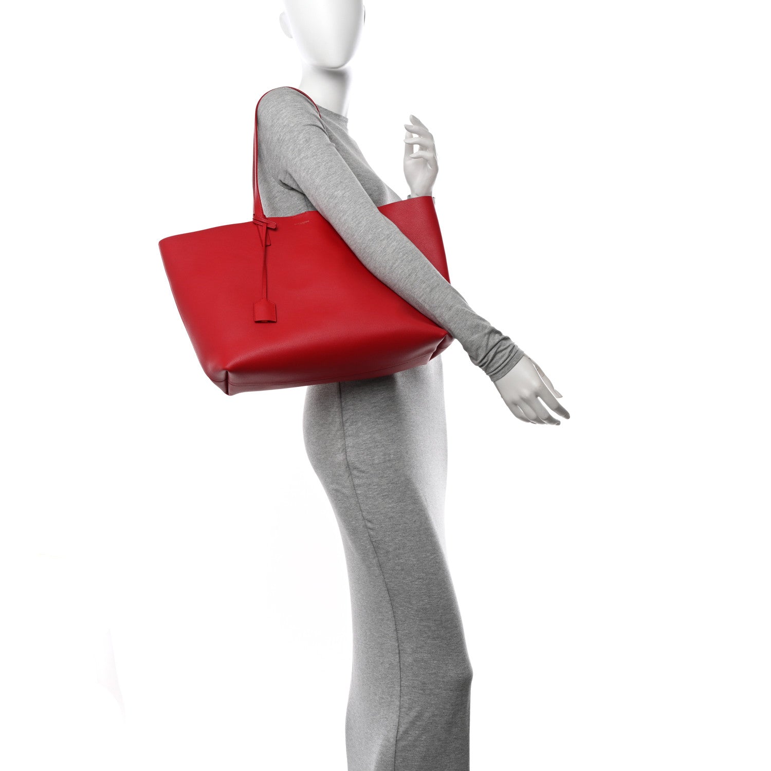 Saint Laurent Calfskin Large Shopping Tote Rouge Eros 2 of 13