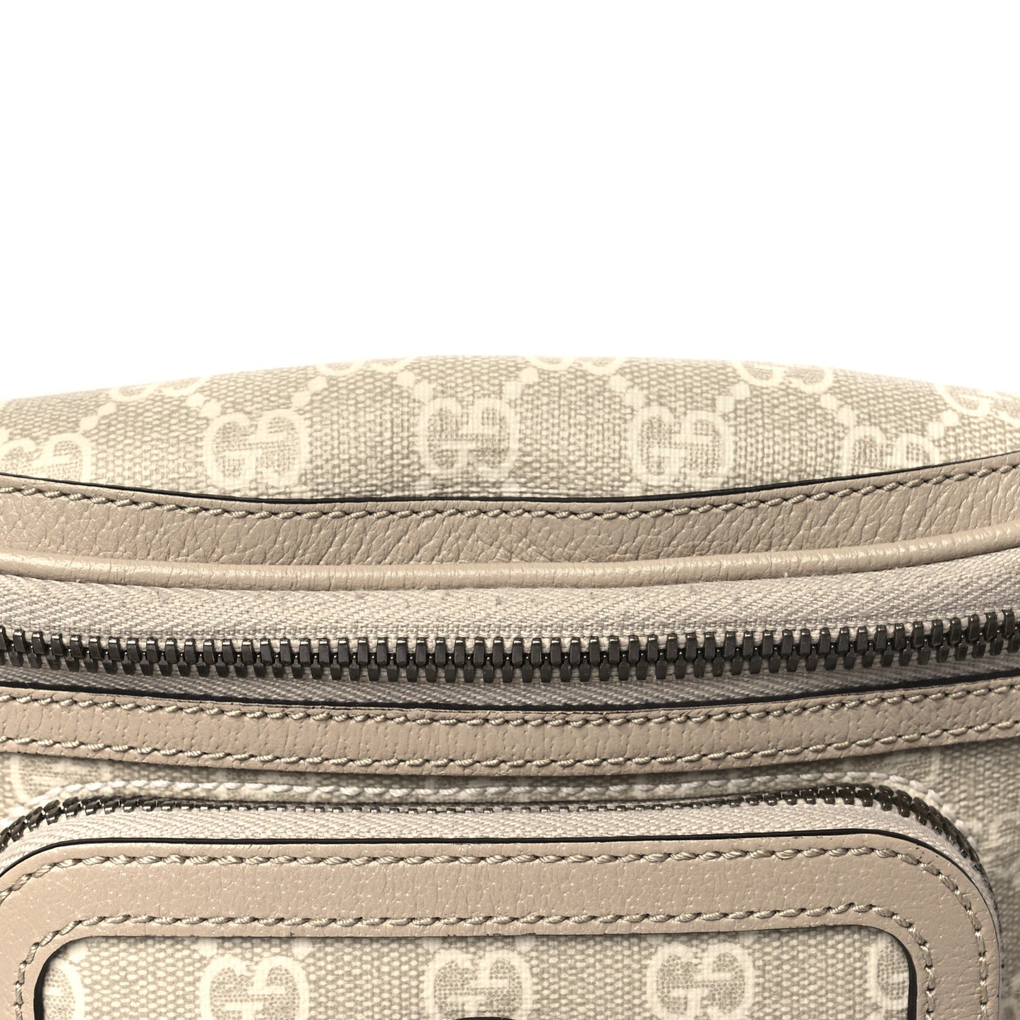 GG Supreme Monogram Textured Calfskin Web Retro Interlocking G Belt Bag Beige Mystic White Oatmeal