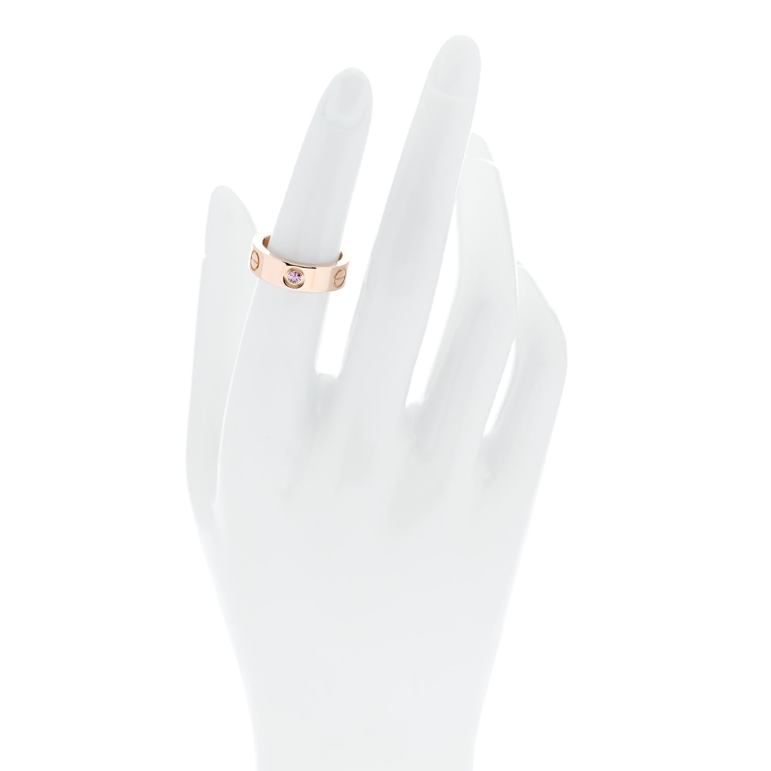 Cartier 18K Pink Gold Pink Sapphire 5.5mm LOVE Ring 51 5.75 2 of 5