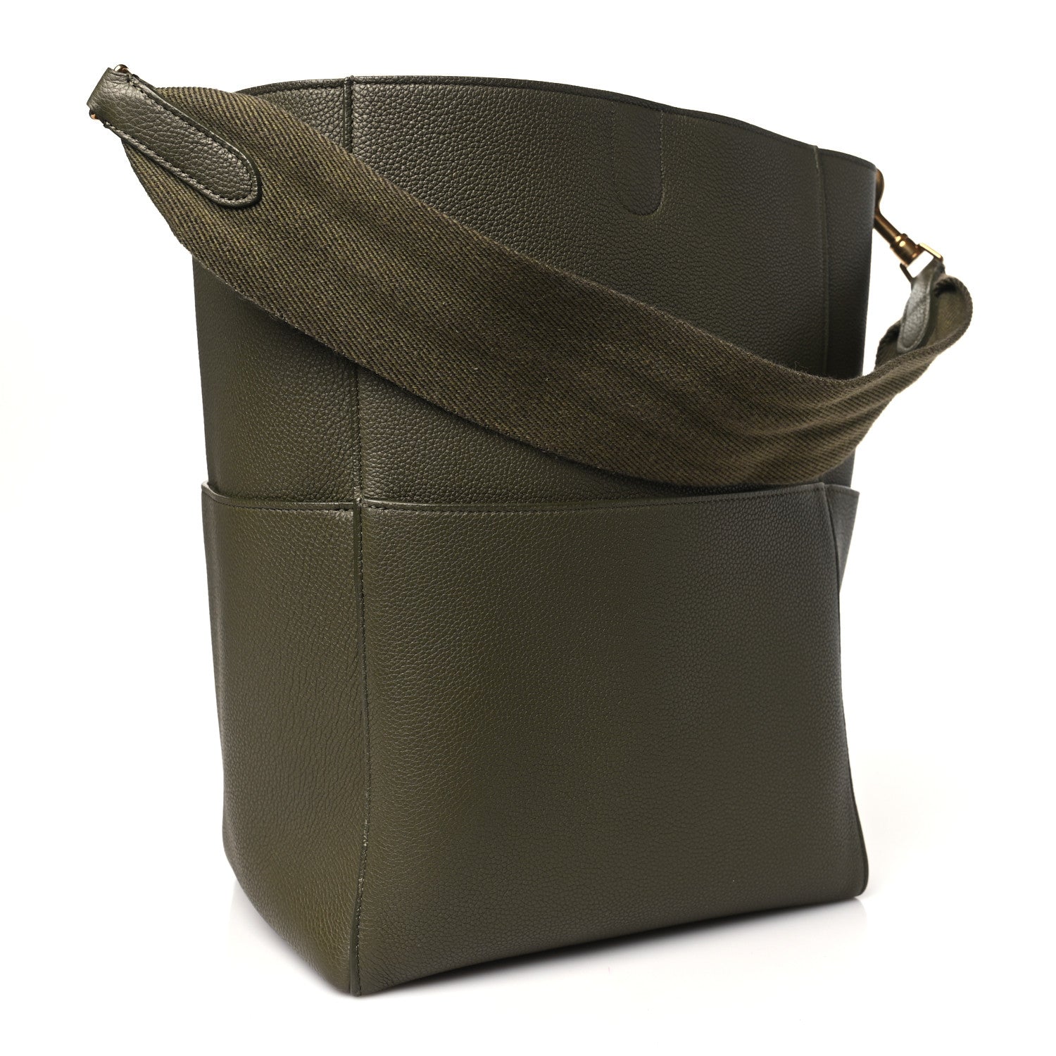 Celine Soft Grained Calfskin Sangle Bucket Bag Light Khaki 3 of 13