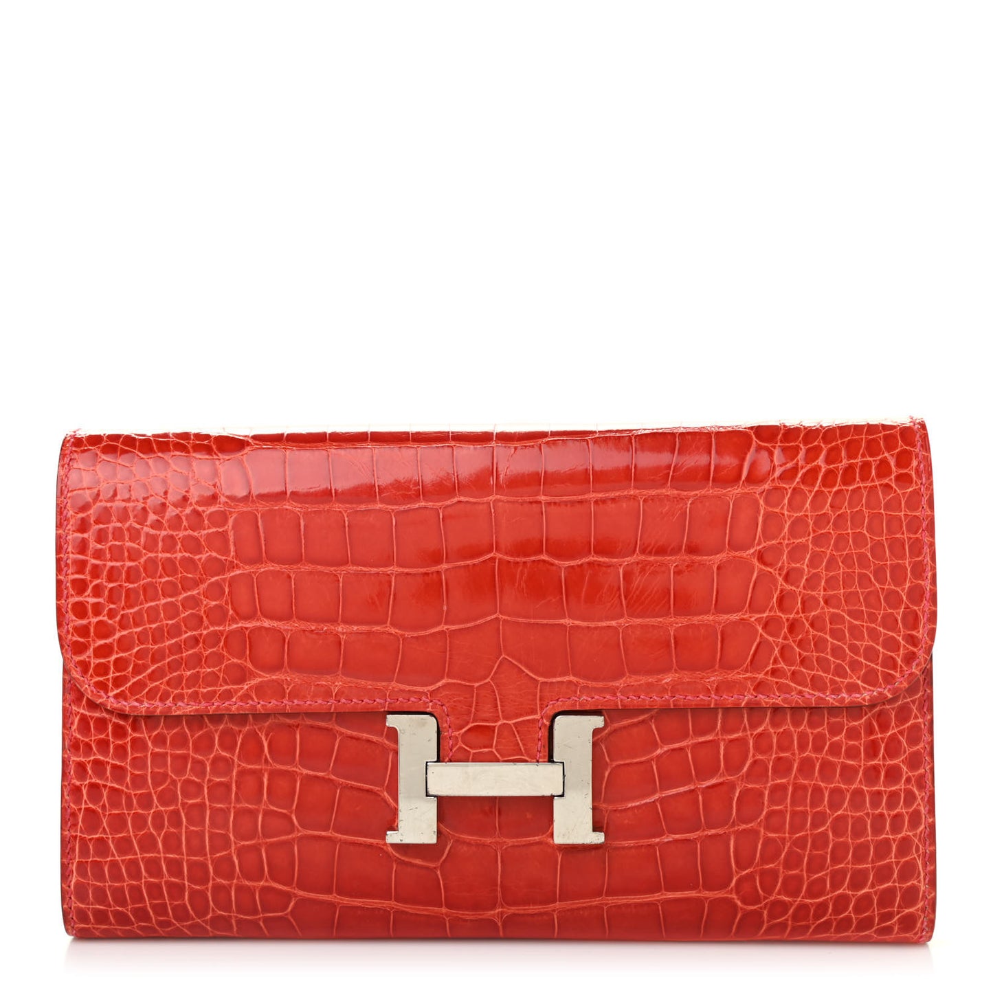 Shiny Alligator Constance Long Wallet Geranium