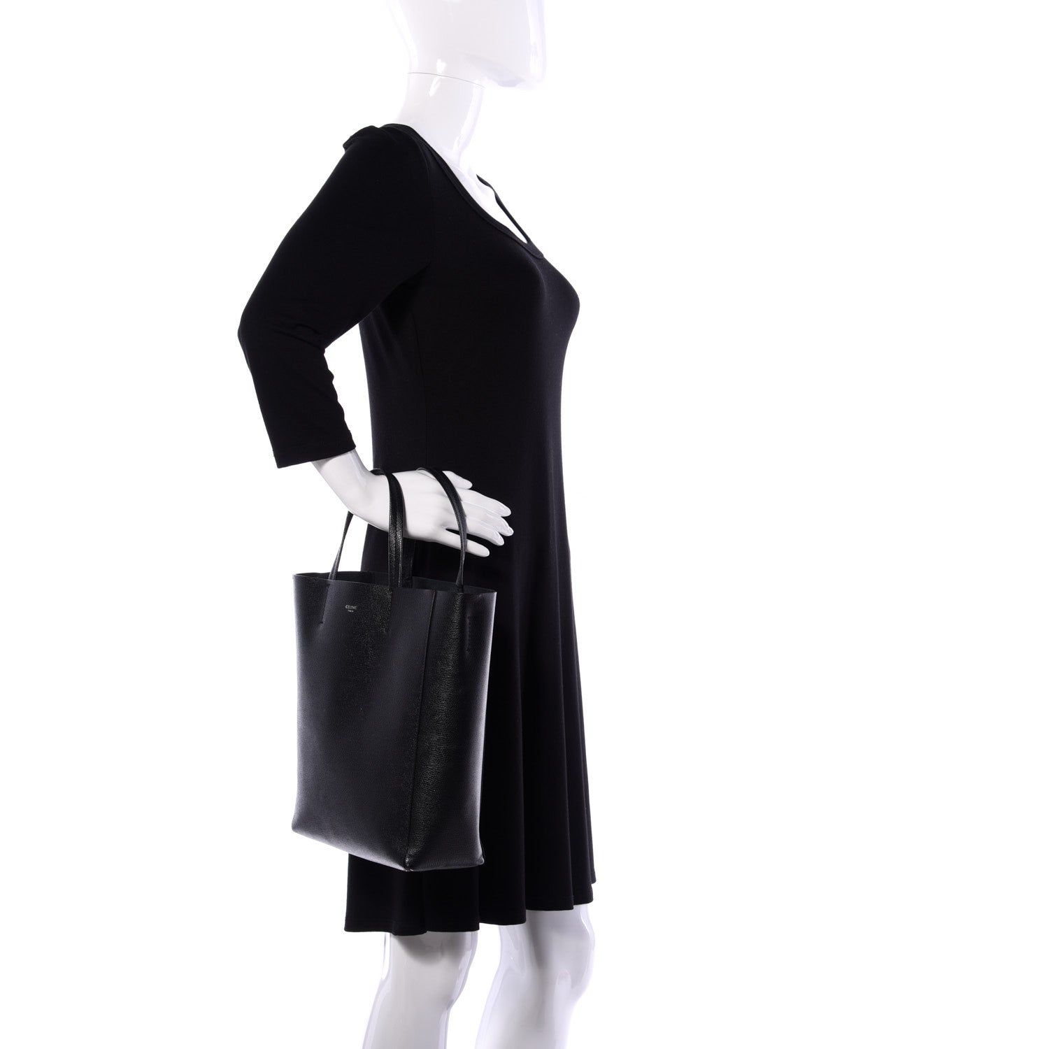 Celine Grained Calfskin Small Vertical Cabas Black 2 of 10