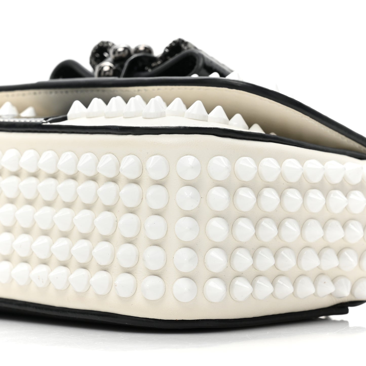 Calfskin Spikes Sweety Charity Shoulder Bag White Black