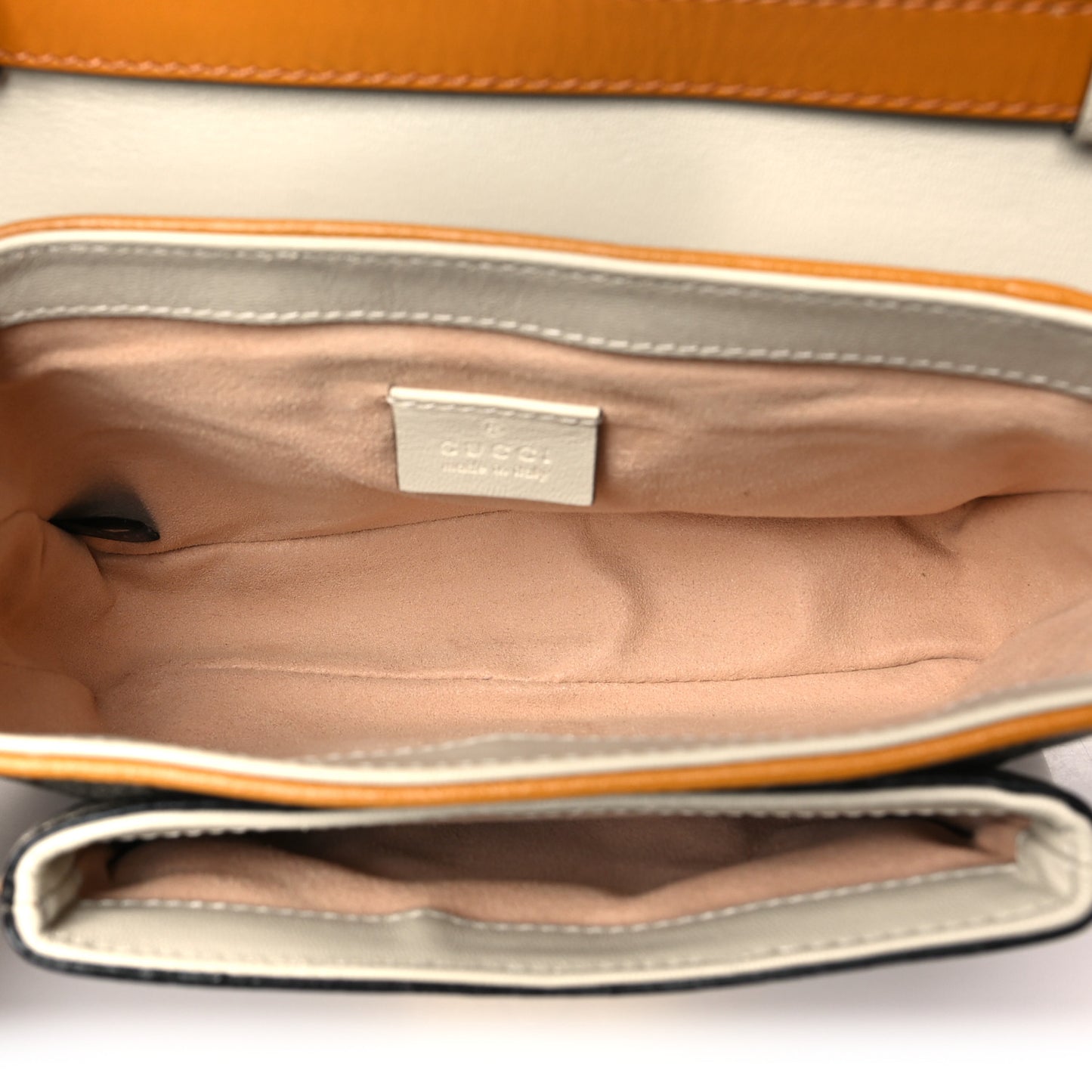 GG Supreme Monogram Calfskin Mini Padlock Flap Pocket Shoulder Bag Beige Mystic White Sun Oil