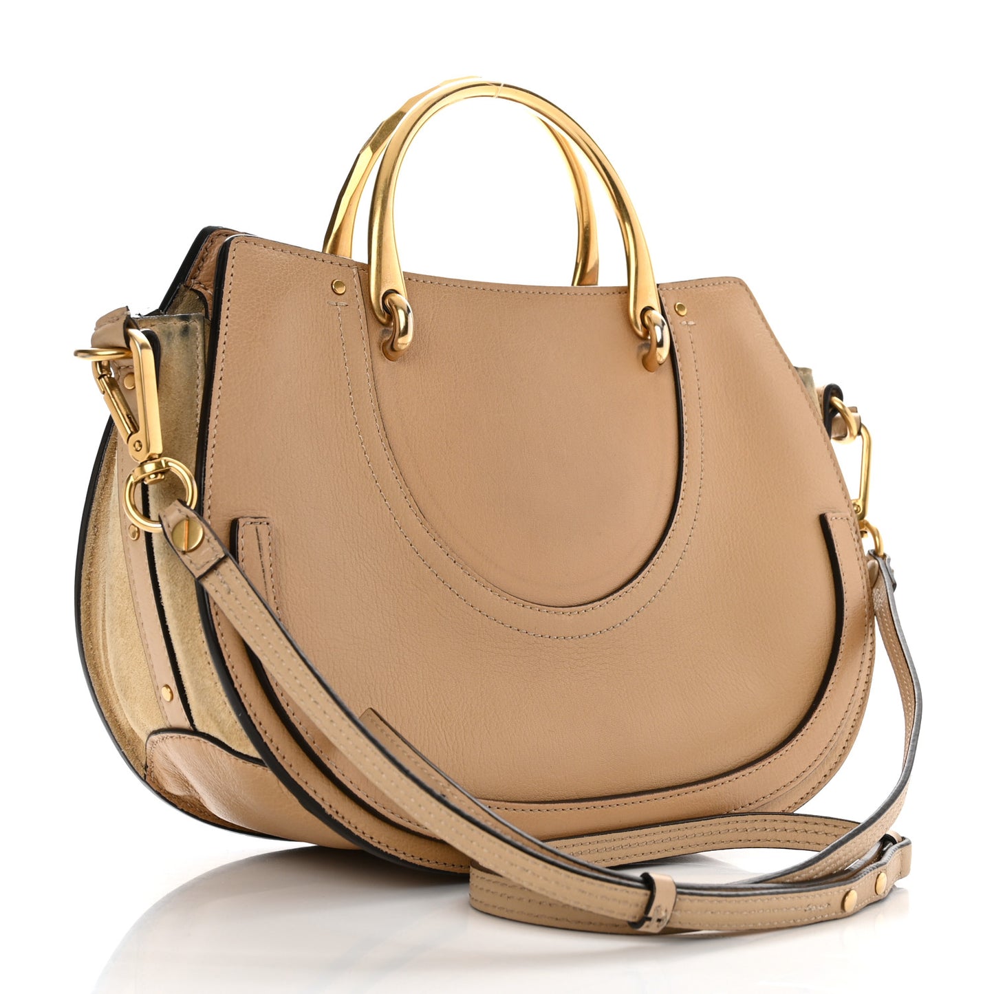 Calfskin Suede Medium Pixie Shoulder Bag Tan
