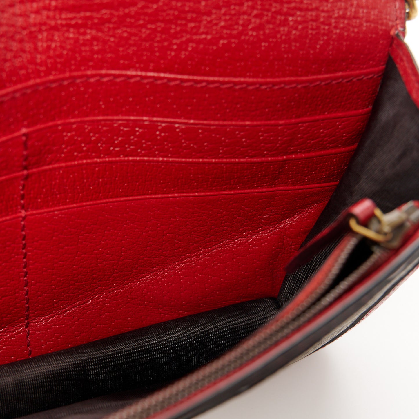 GG Supreme Monogram Web Queen Margaret Chain Wallet Red