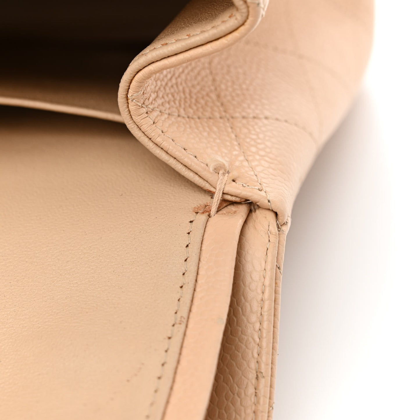 Caviar Quilted Jumbo Double Flap Beige