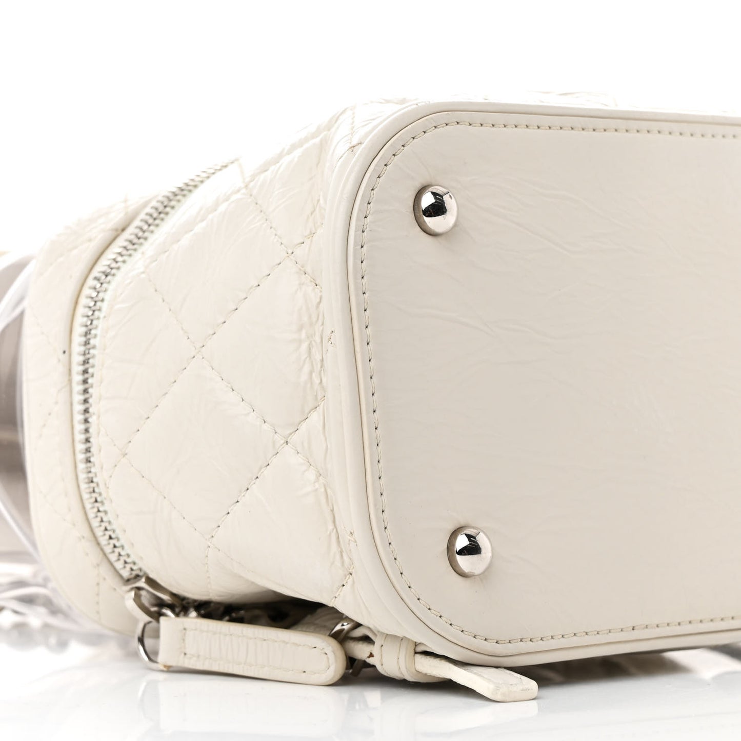 Crumpled Calfskin PVC Quilted Backpack White