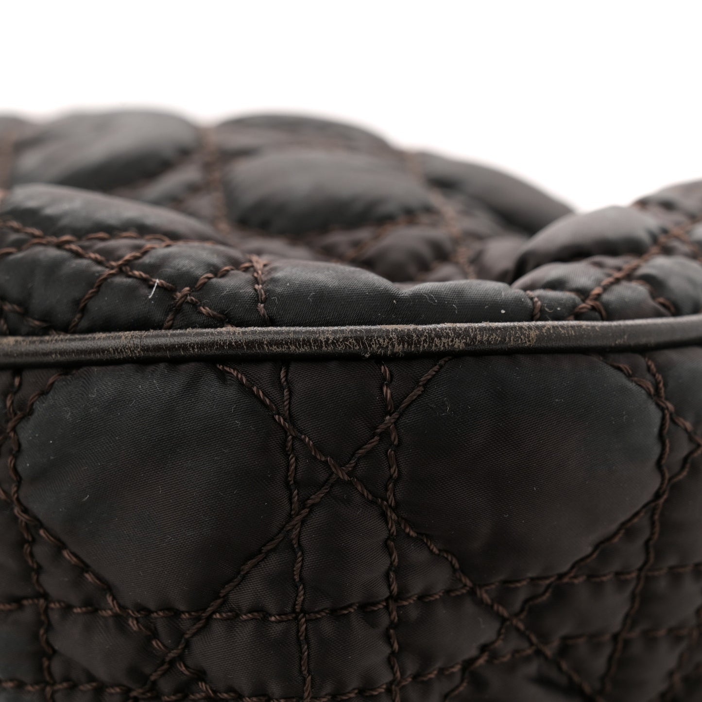 Nylon Cannage Shopper Tote Brown