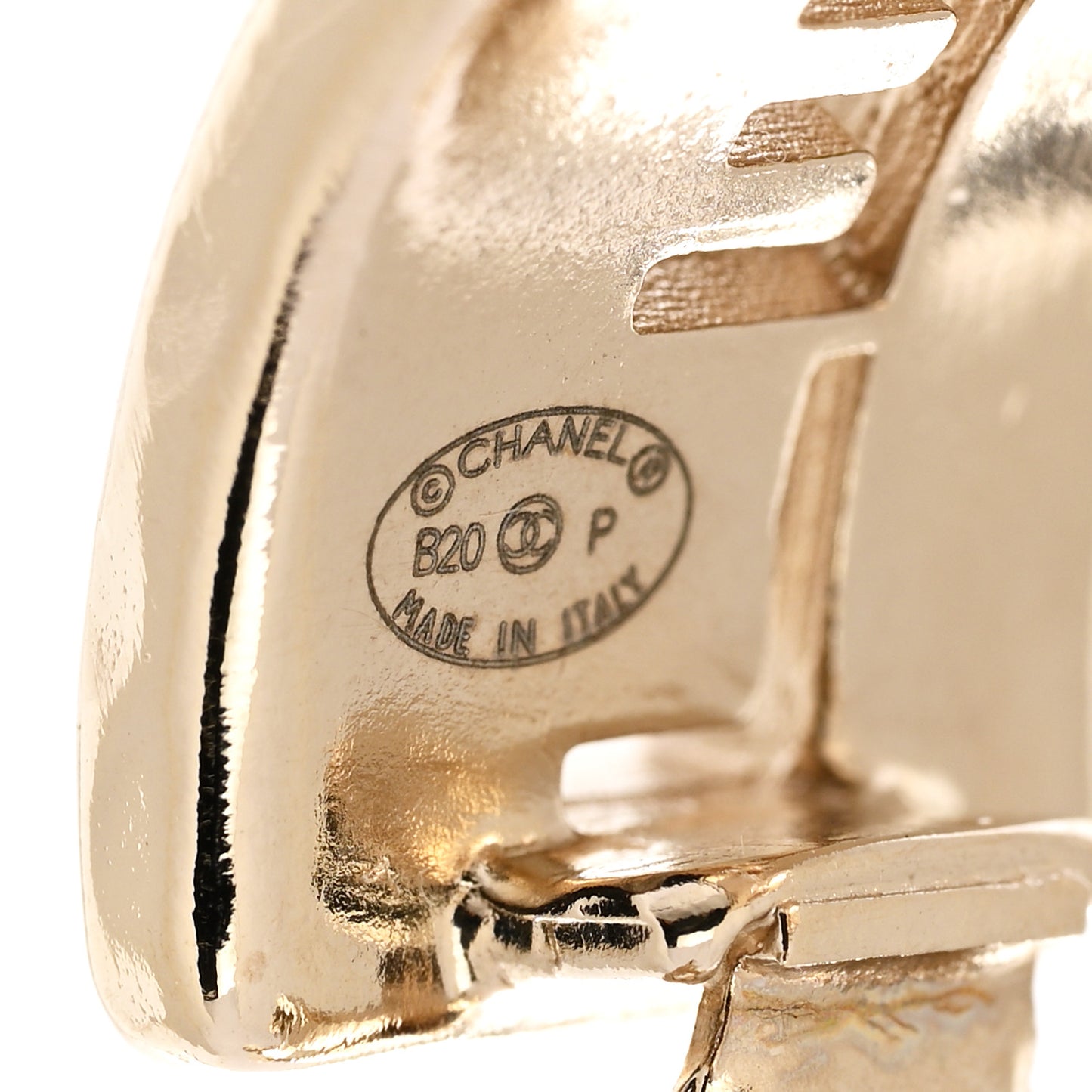 Metal Logo Hoop Clip On Earrings Gold
