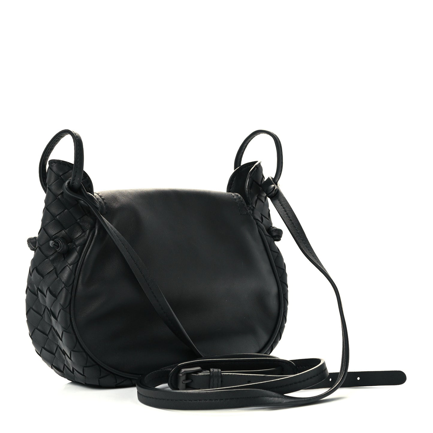 Nappa Intrecciato Small Nodini Flap Crossbody Black