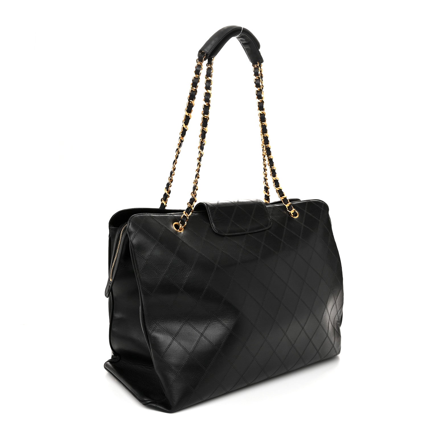 Chanel Calfskin Stitched XL Weekender Black 3 of 12