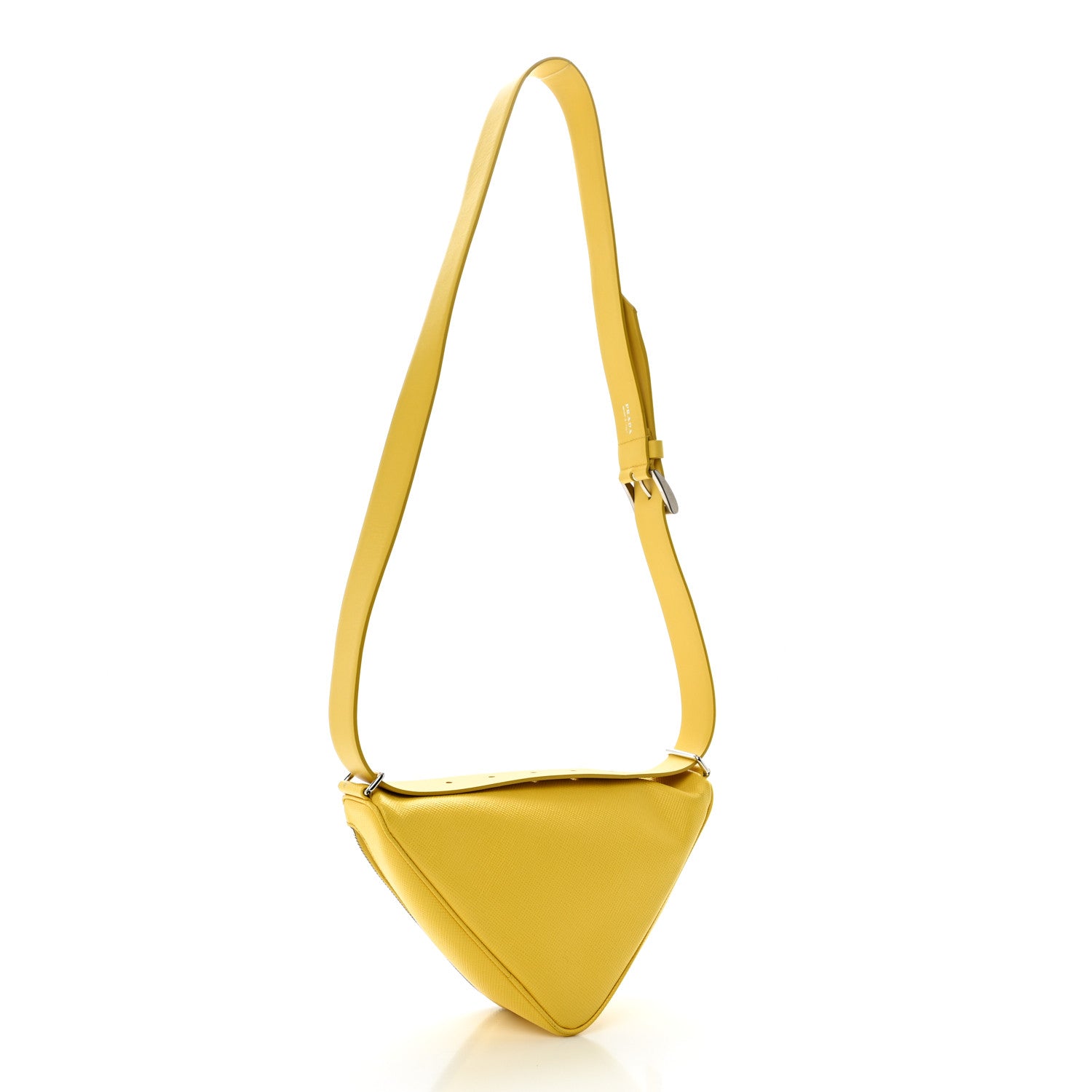Prada Saffiano Triangle Shoulder Belt Bag Sunny Yellow 2 of 11