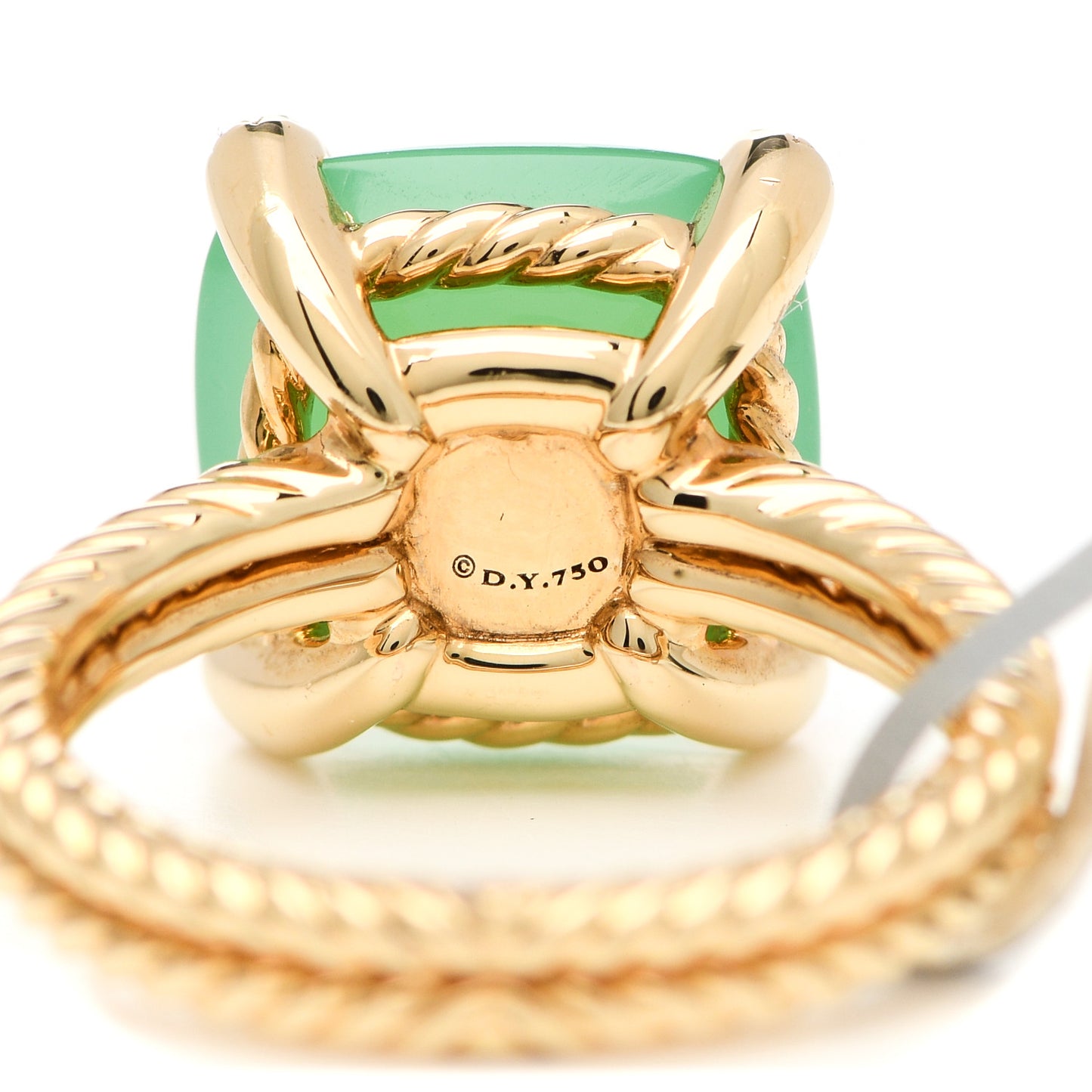 18K Yellow Gold Diamond Chrysoprase 11mm Chatelaine Ring 49 4.75