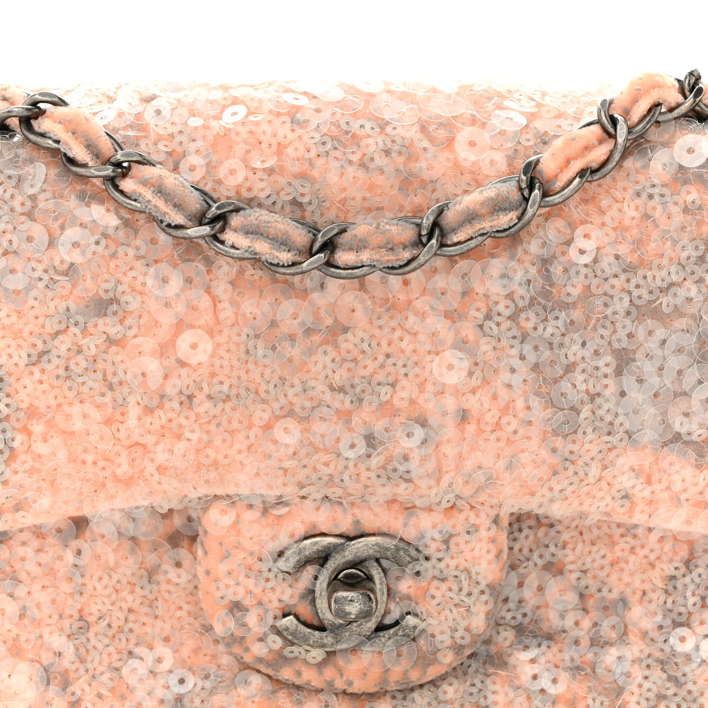 Sequin Mini Flap Light Orange Grey