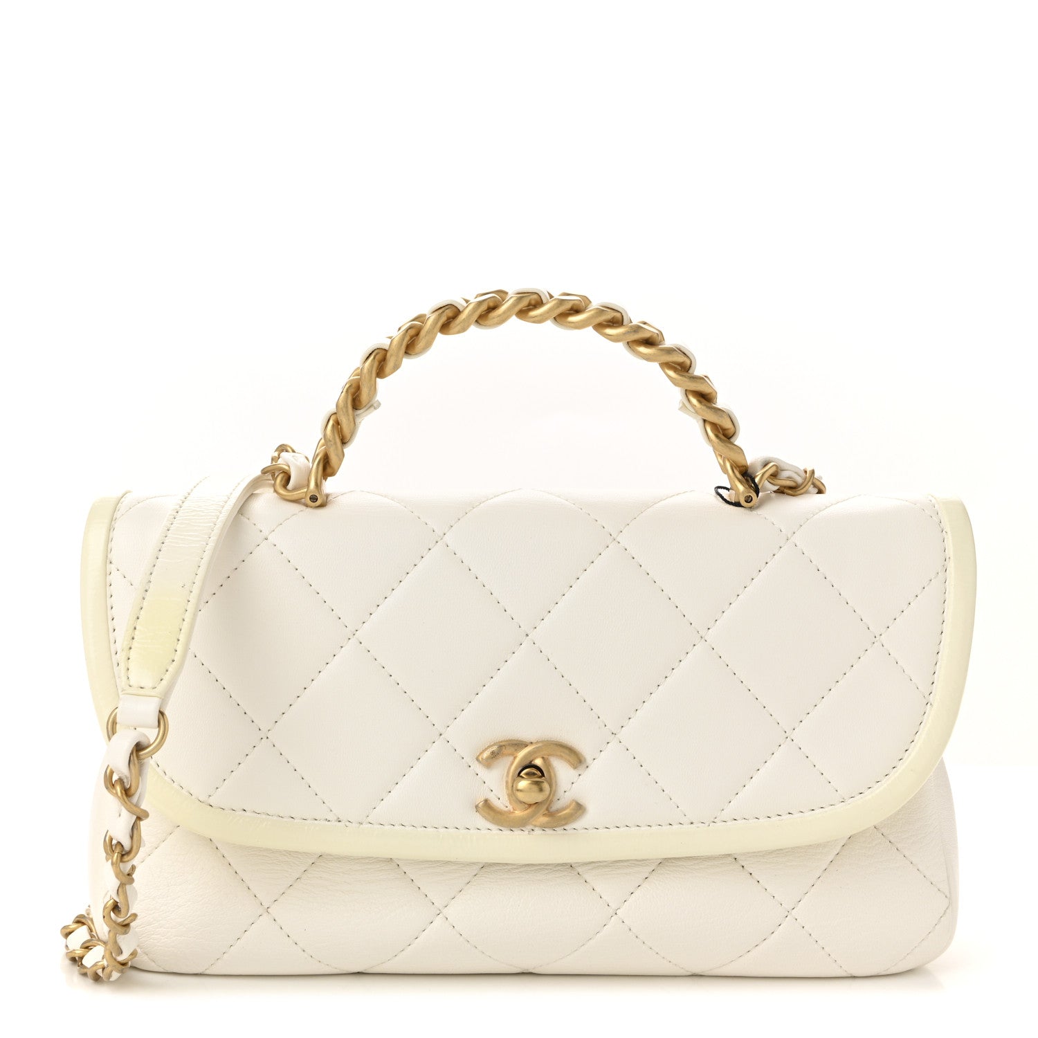 Chanel Lambskin Patent Quilted Small La Parisienne Top Handle Flap