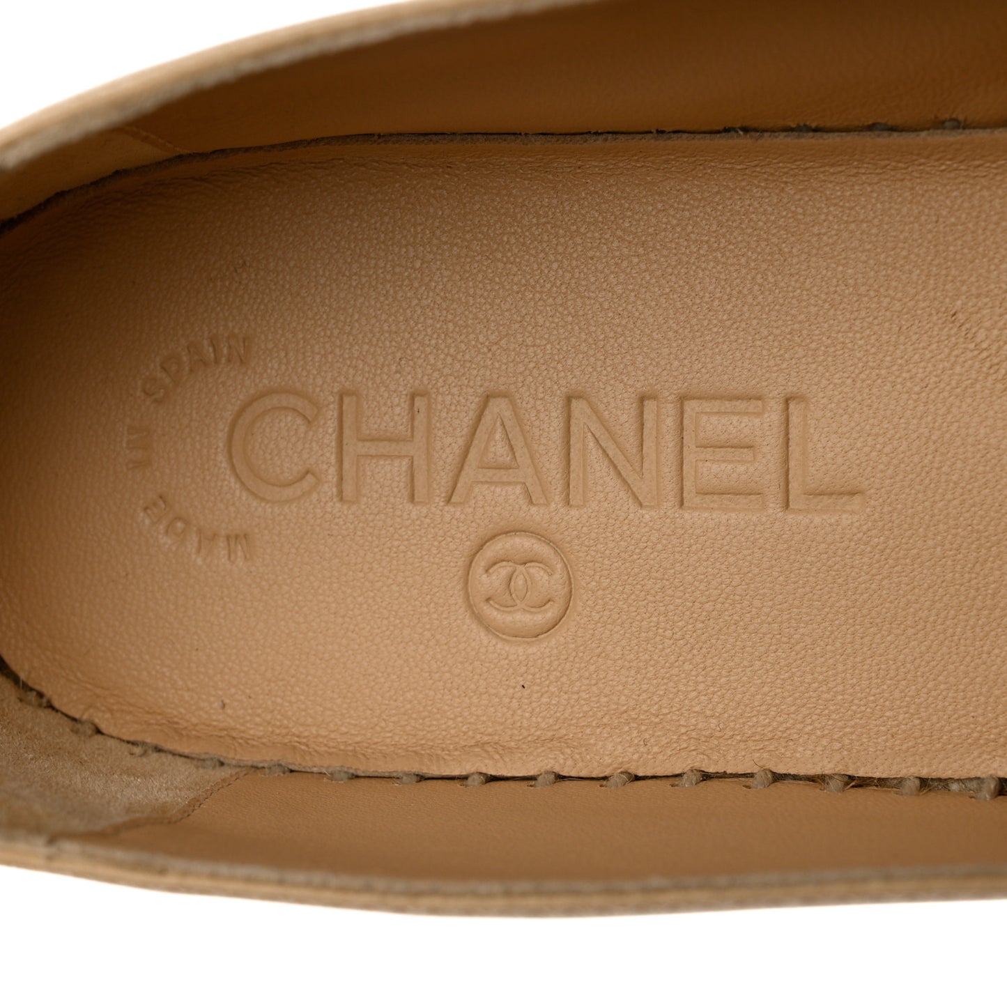 Lambskin Quilted CC Espadrilles 39 Beige