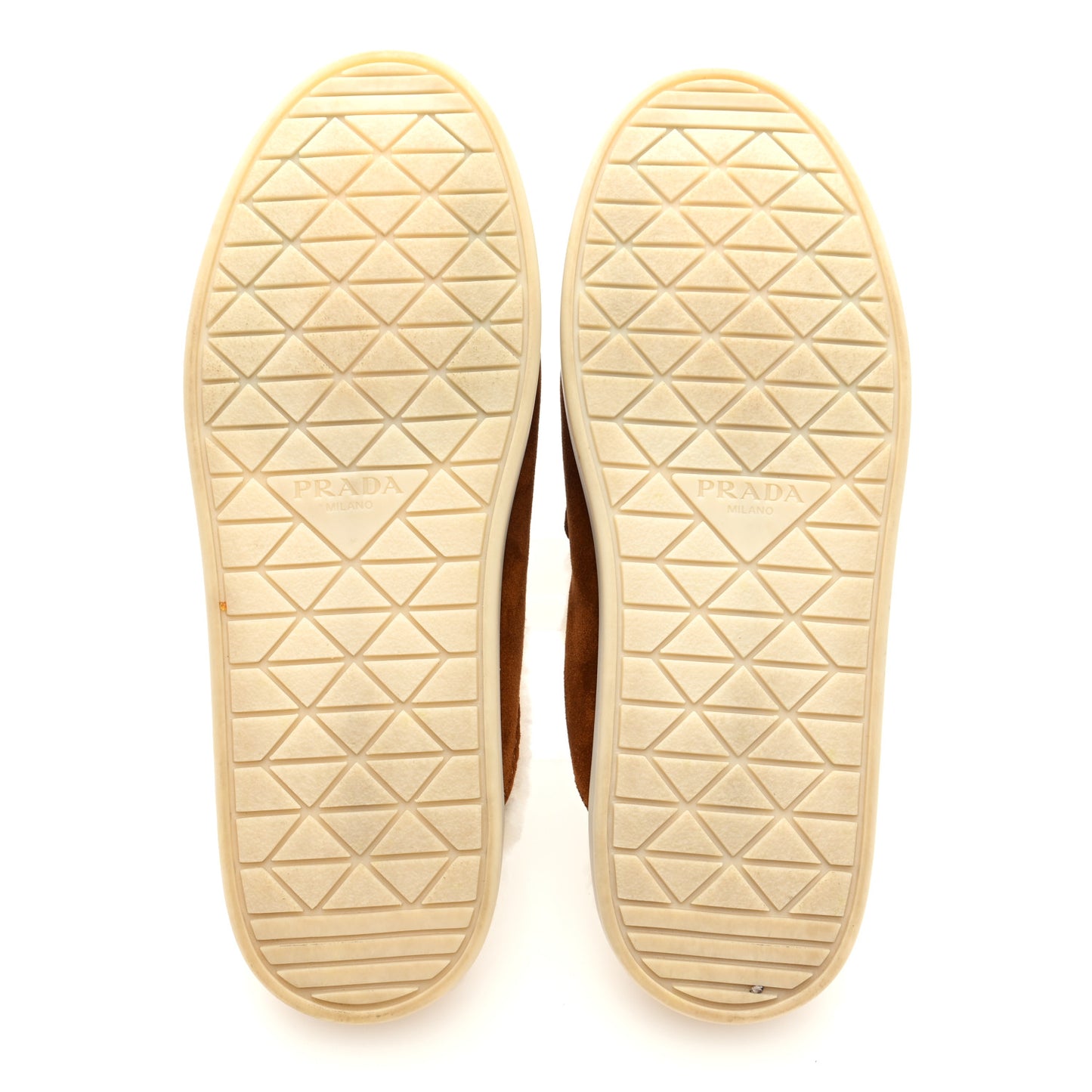 Suede Shearling Triangle Logo Loafer Mules 37 Cognac