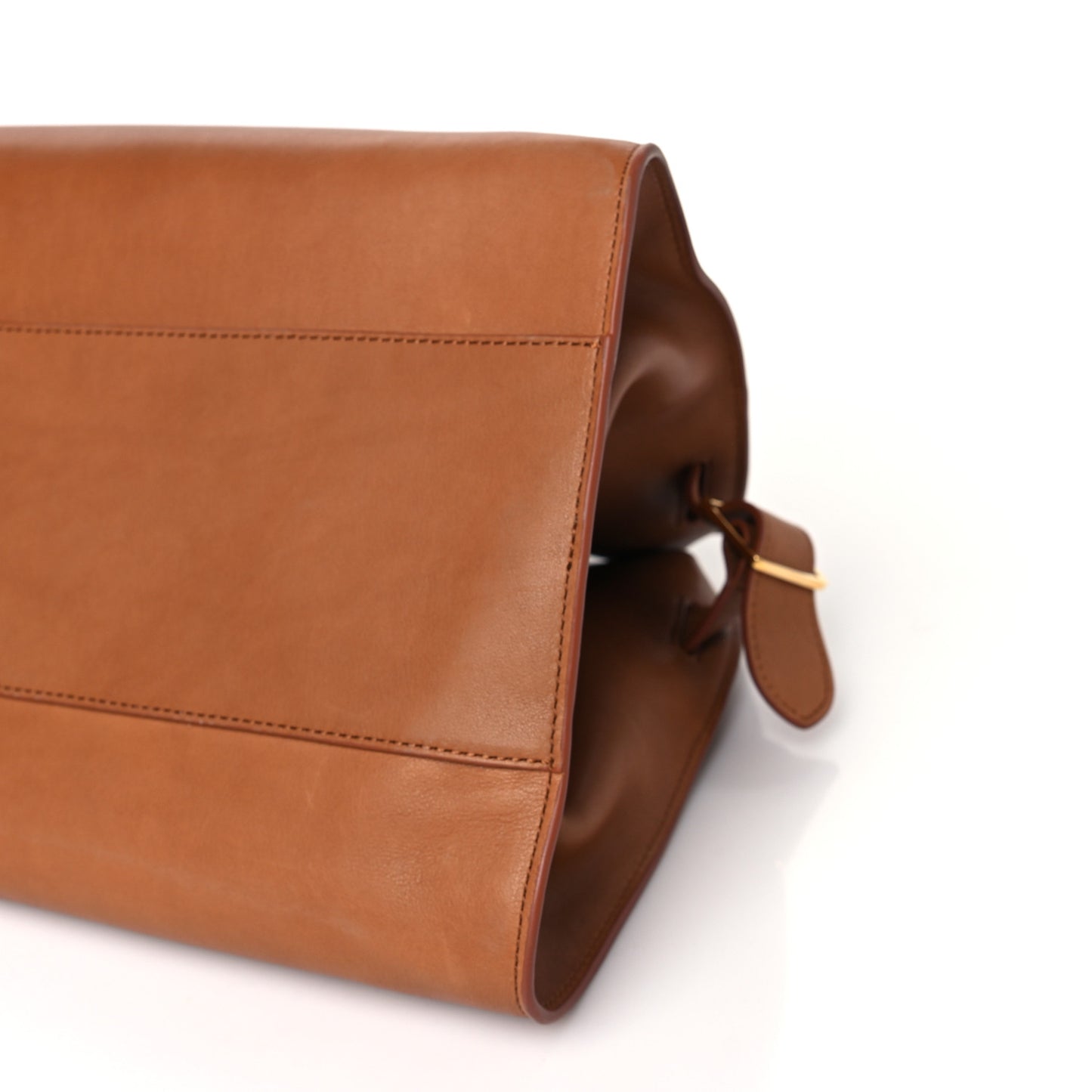 Polished Saddle Calfskin Margaux EW Clutch Brandy
