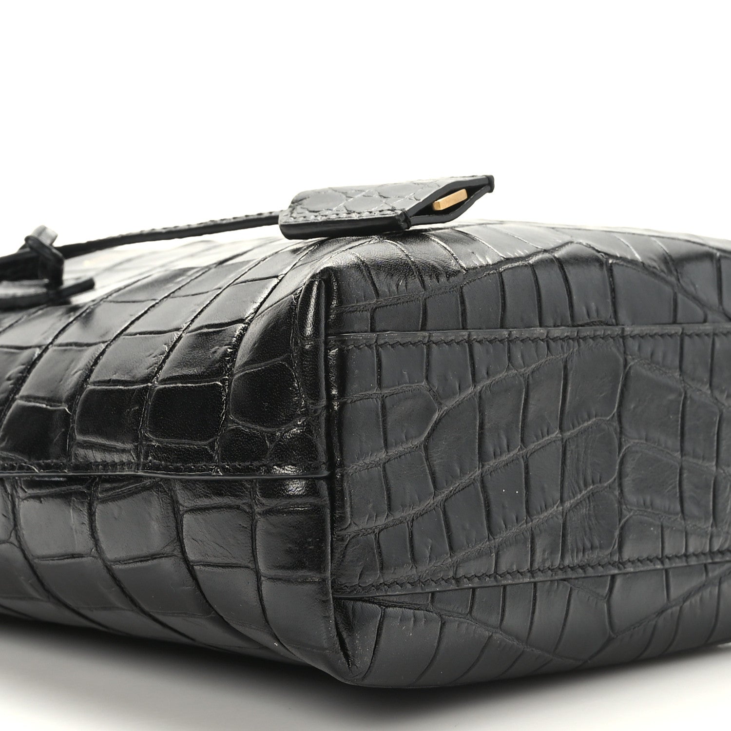 Saint Laurent Calfskin Crocodile Embossed Paris Mini Toy Shopper Tote Black 8 of 9