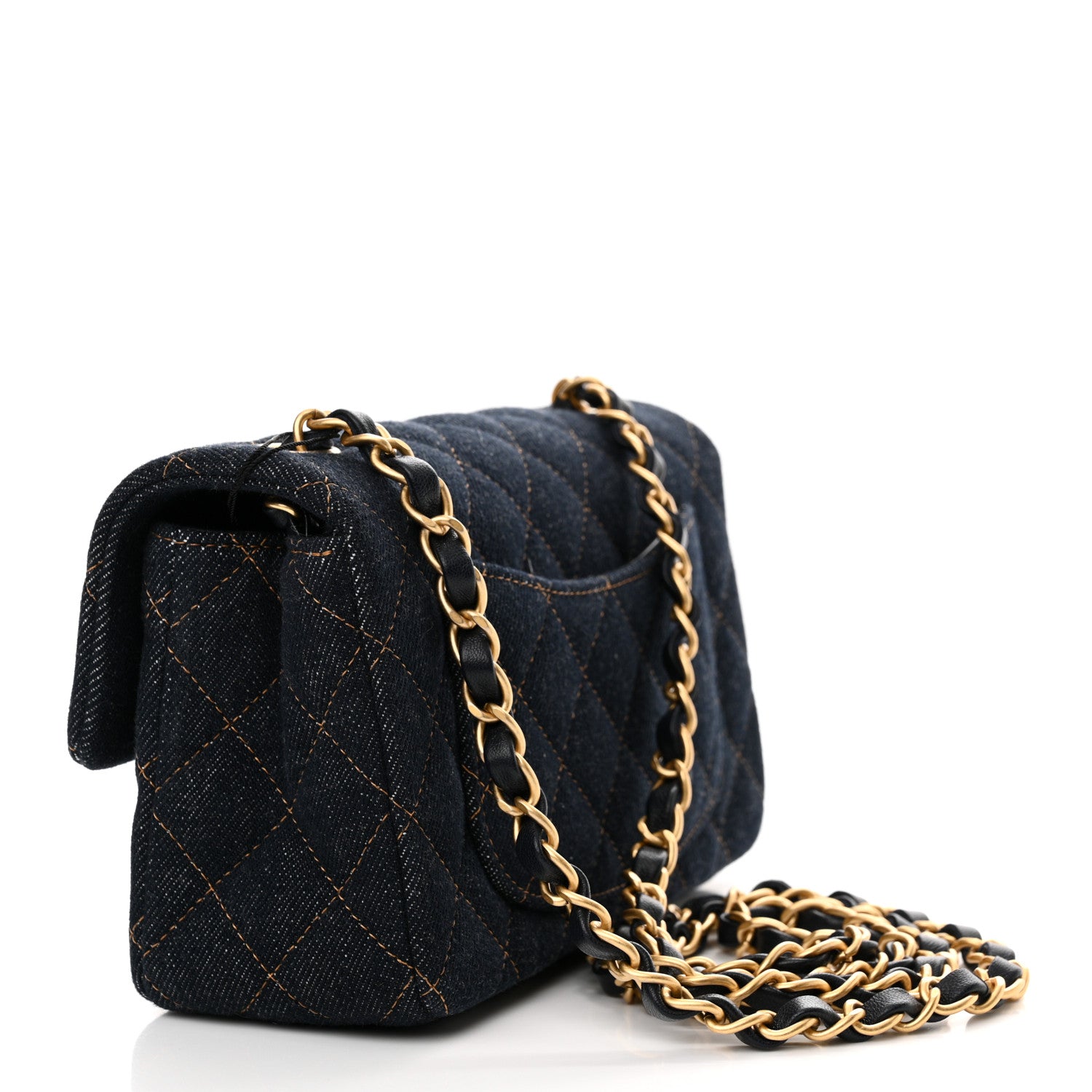 Chanel Denim Quilted Mini Rectangular Flap Dark Blue 2 of 10