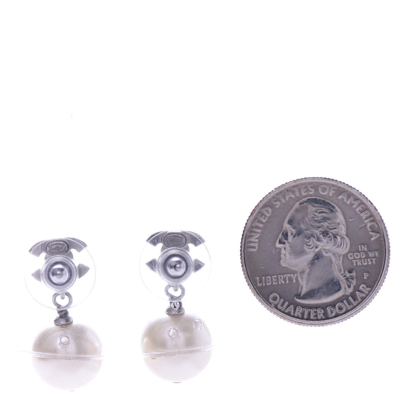Crystal Pearl CC Drop Earrings Gold