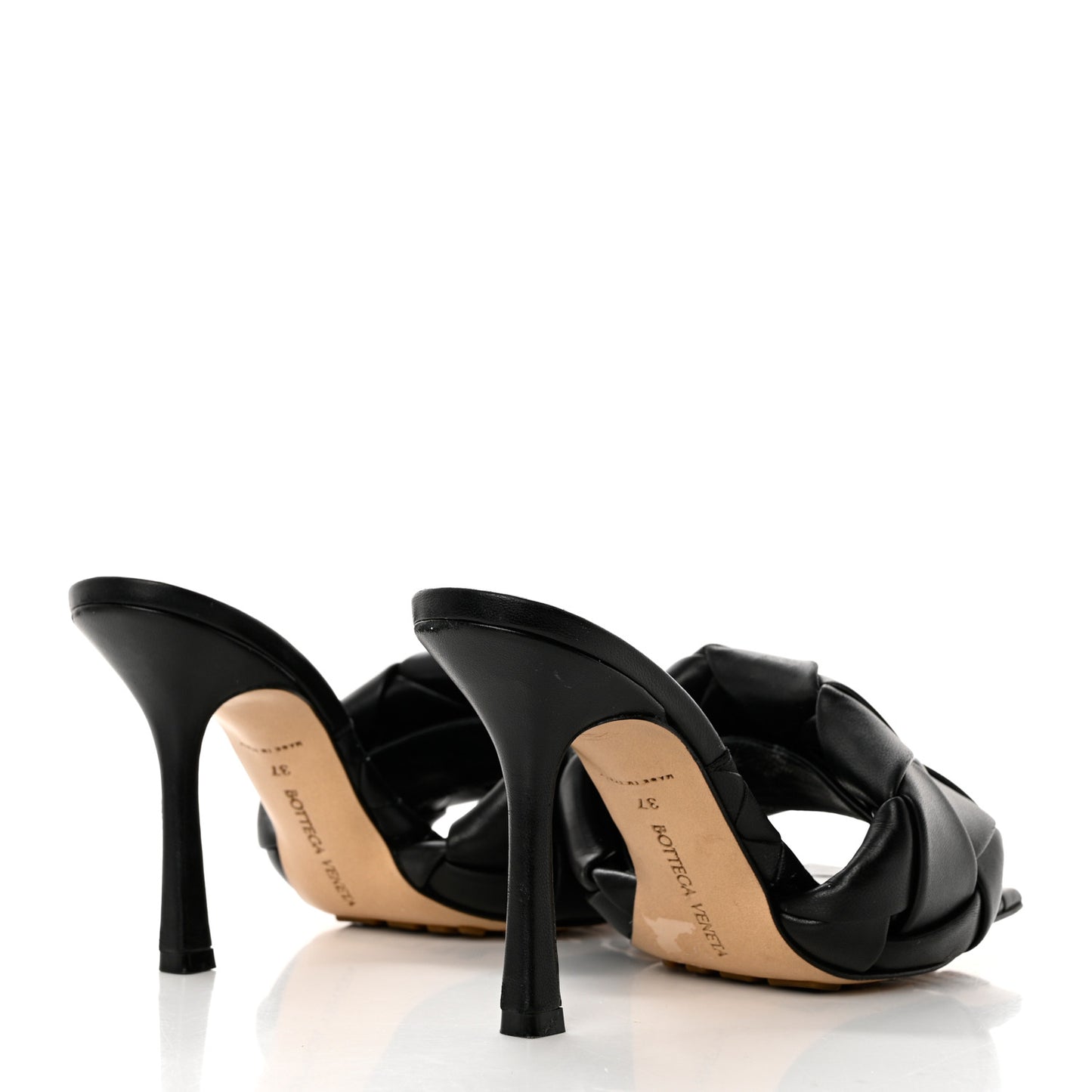 Nappa Maxi Intrecciato Lido Mule Sandals 37 Black
