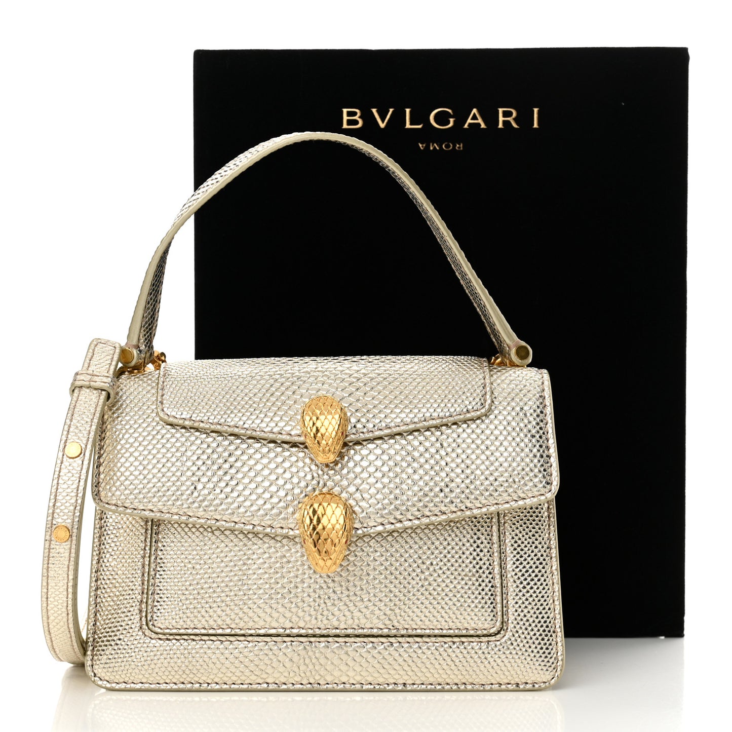x ALEXANDER WANG Metallic Karung Serpenti Top Handle Belt Bag Light Gold