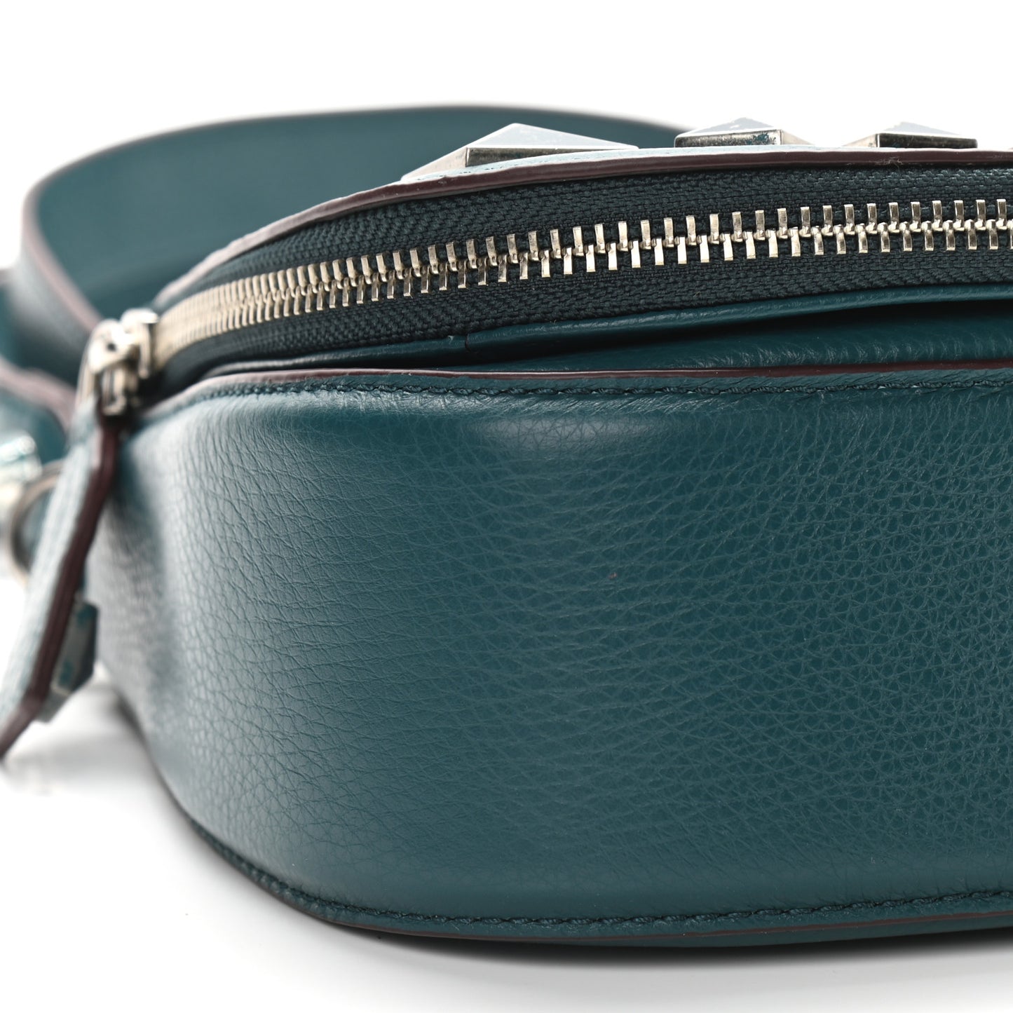Pebbled Calfskin Studded Recruit Nomad Crossbody Teal