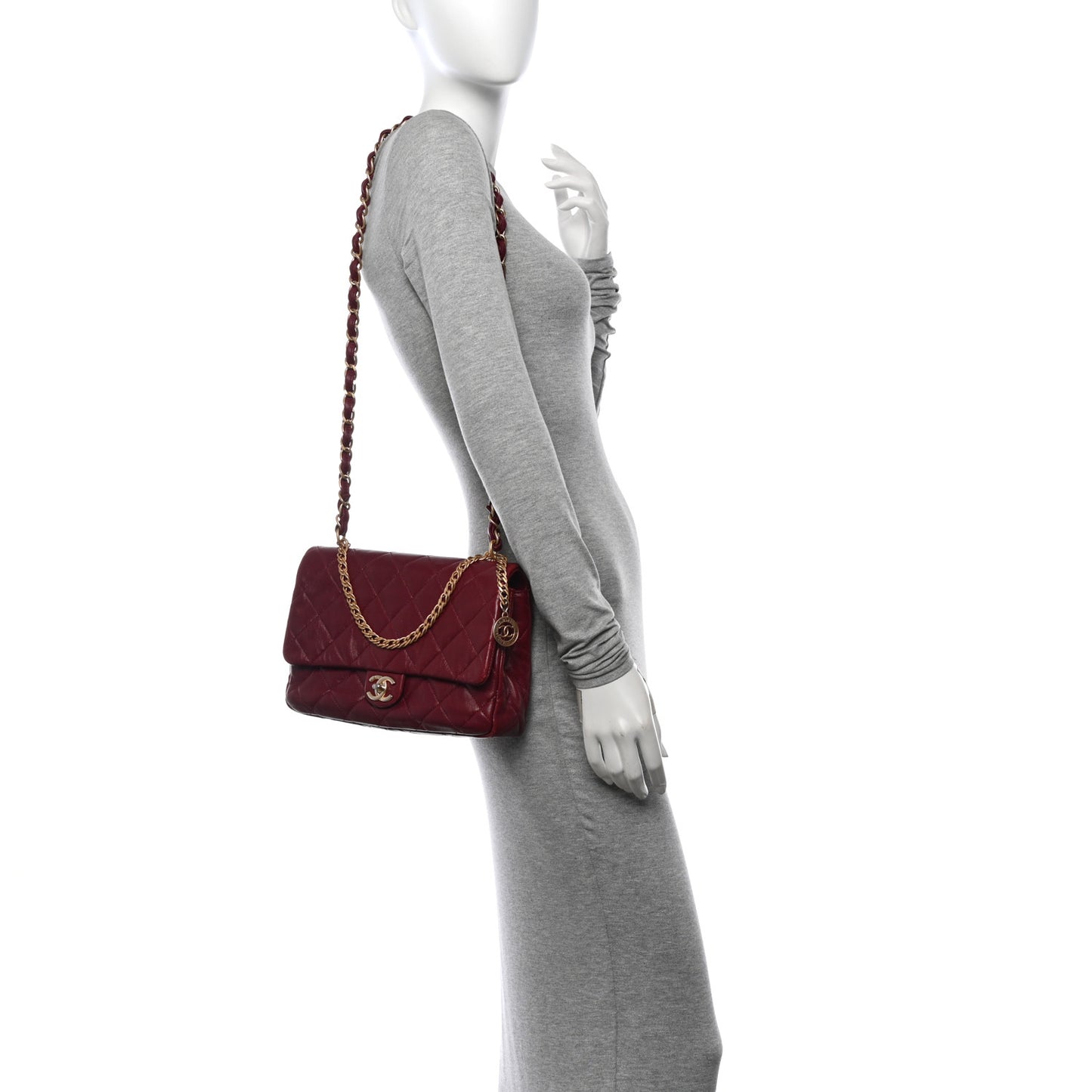 Lambskin Quilted Fancy Jewel Flap Burgundy