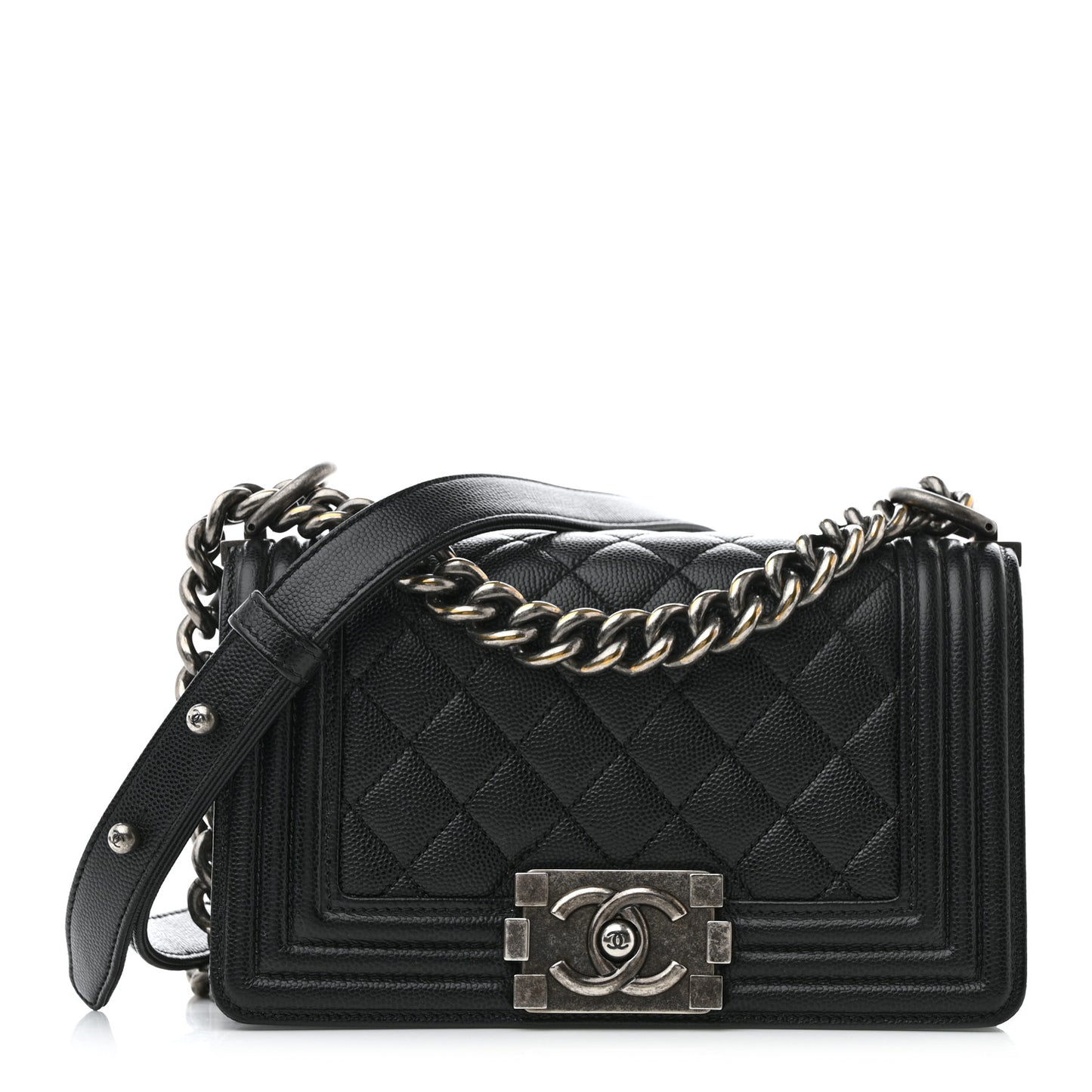 Caviar Quilted Small Boy Flap Black