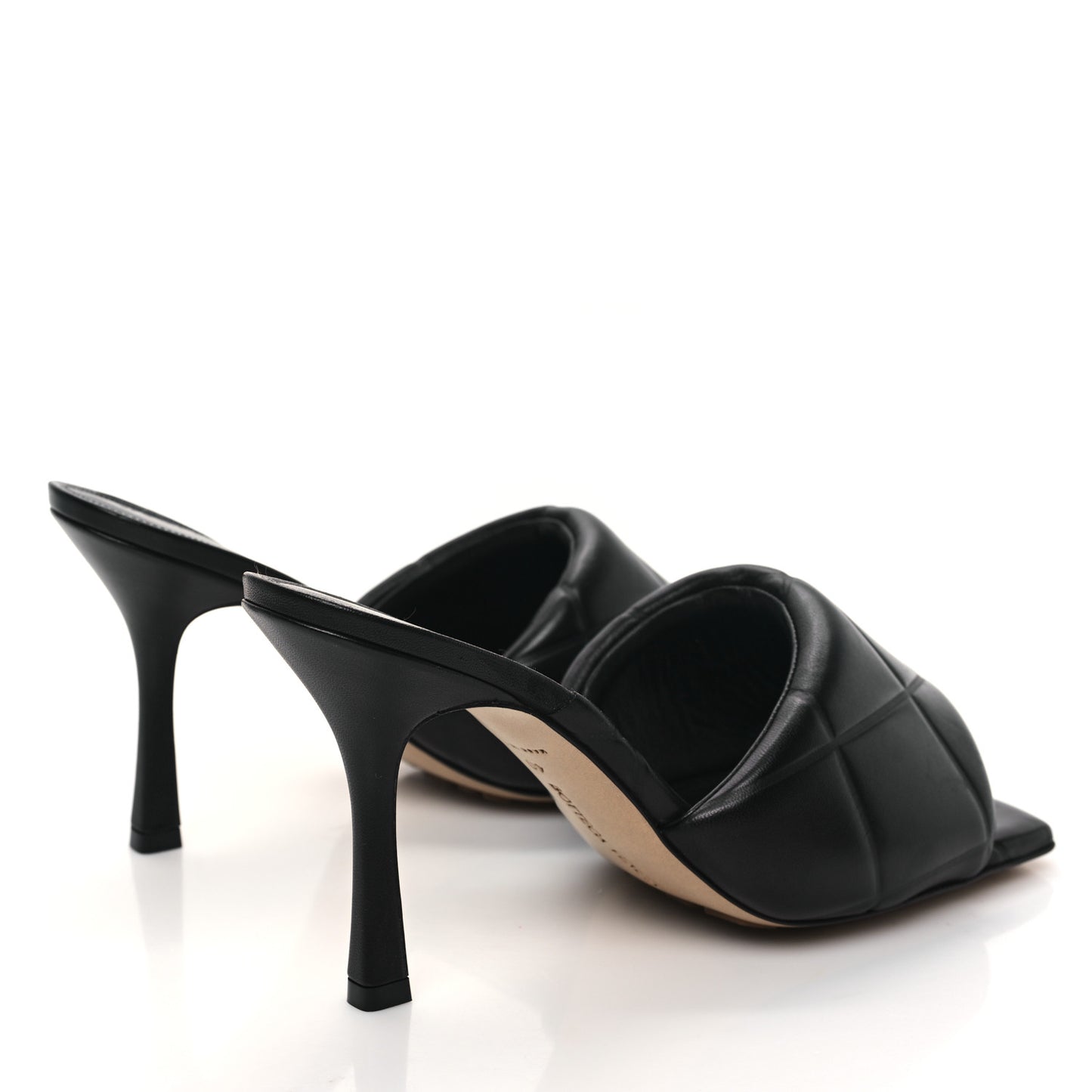 Nappa Quilted Ruber Lido Mule Sandals 40 Black