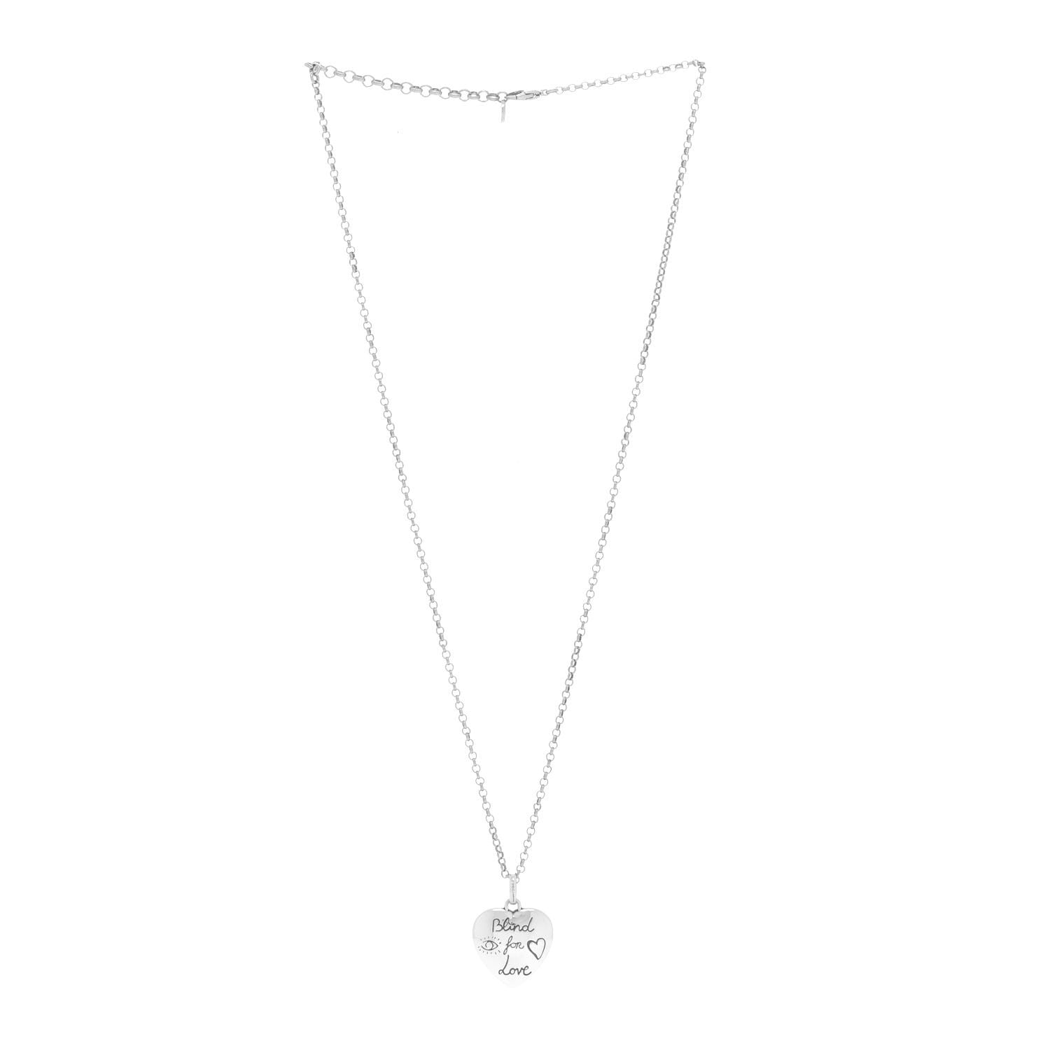 Gucci Sterling Silver Blind for Love Heart Pendant Necklace 3 of 7