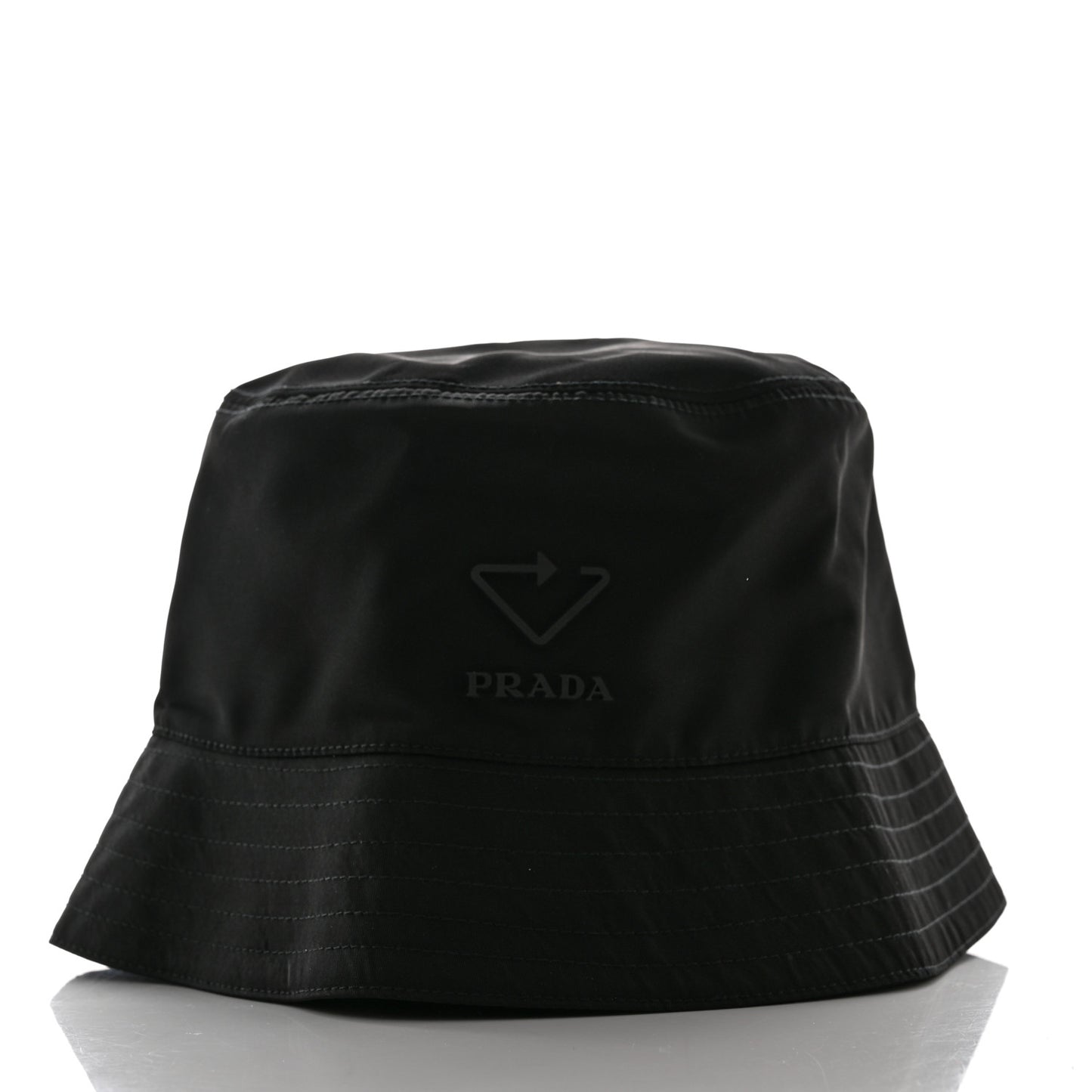 Re-Nylon Rubber Logo Mens Bucket Hat L Black