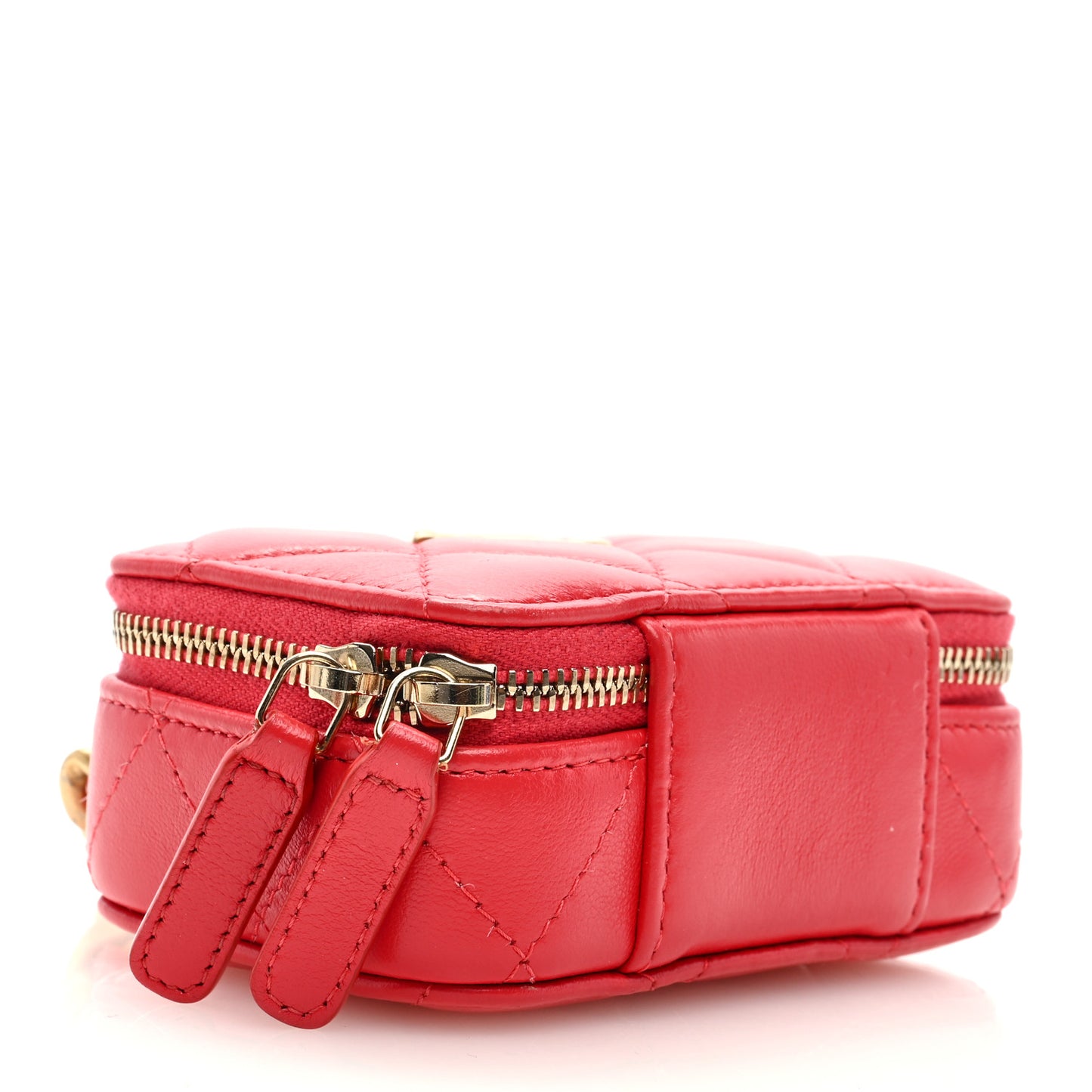 Lambskin Quilted Mini Lacquered Chain Clutch Red