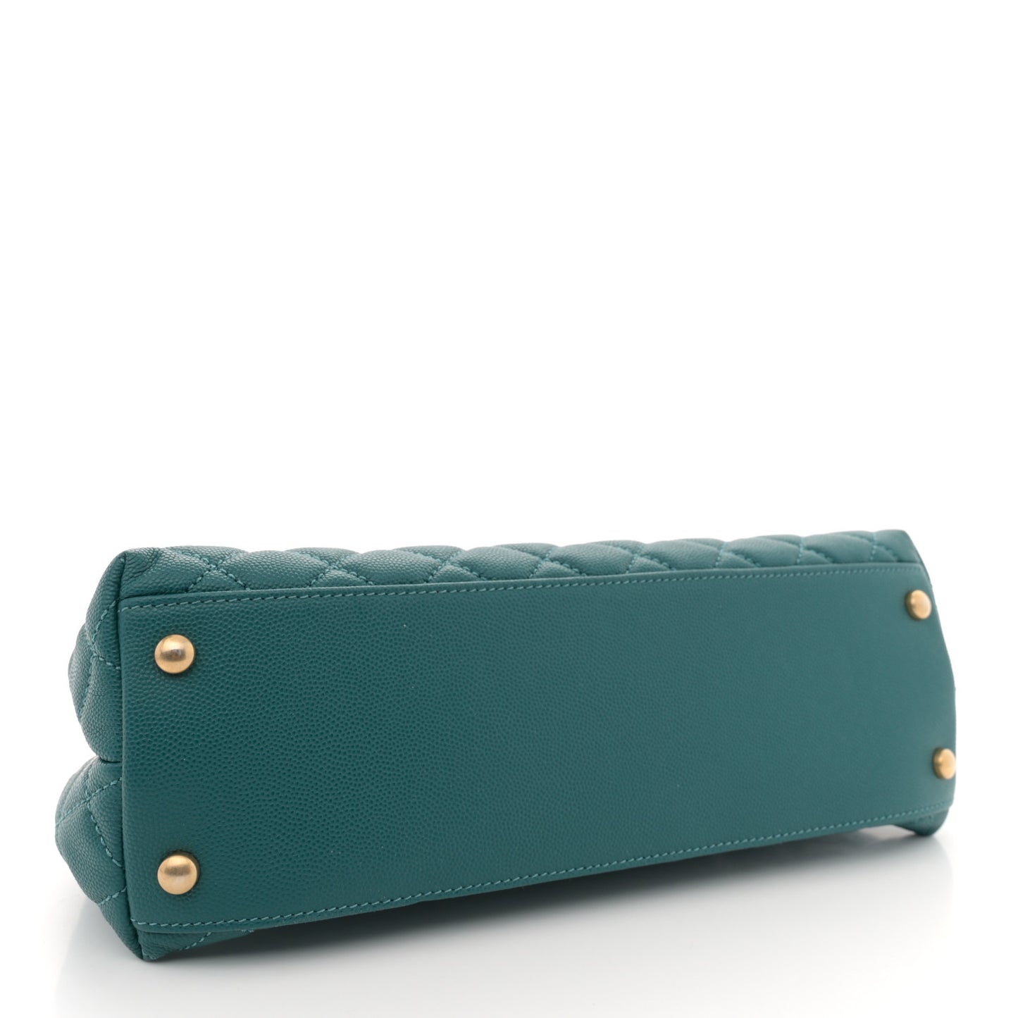 Caviar Quilted Small Coco Handle Flap Dark Turquoise