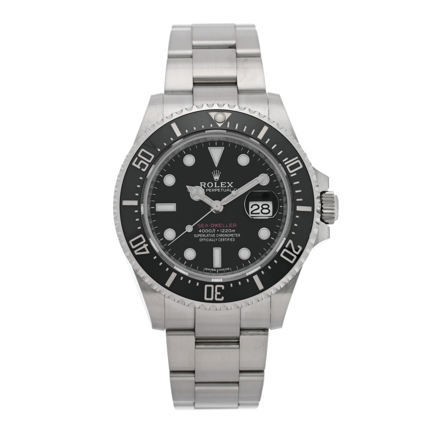 Stainless Steel 43mm Oyster Perpetual Date Sea-Dweller Watch Black 126600