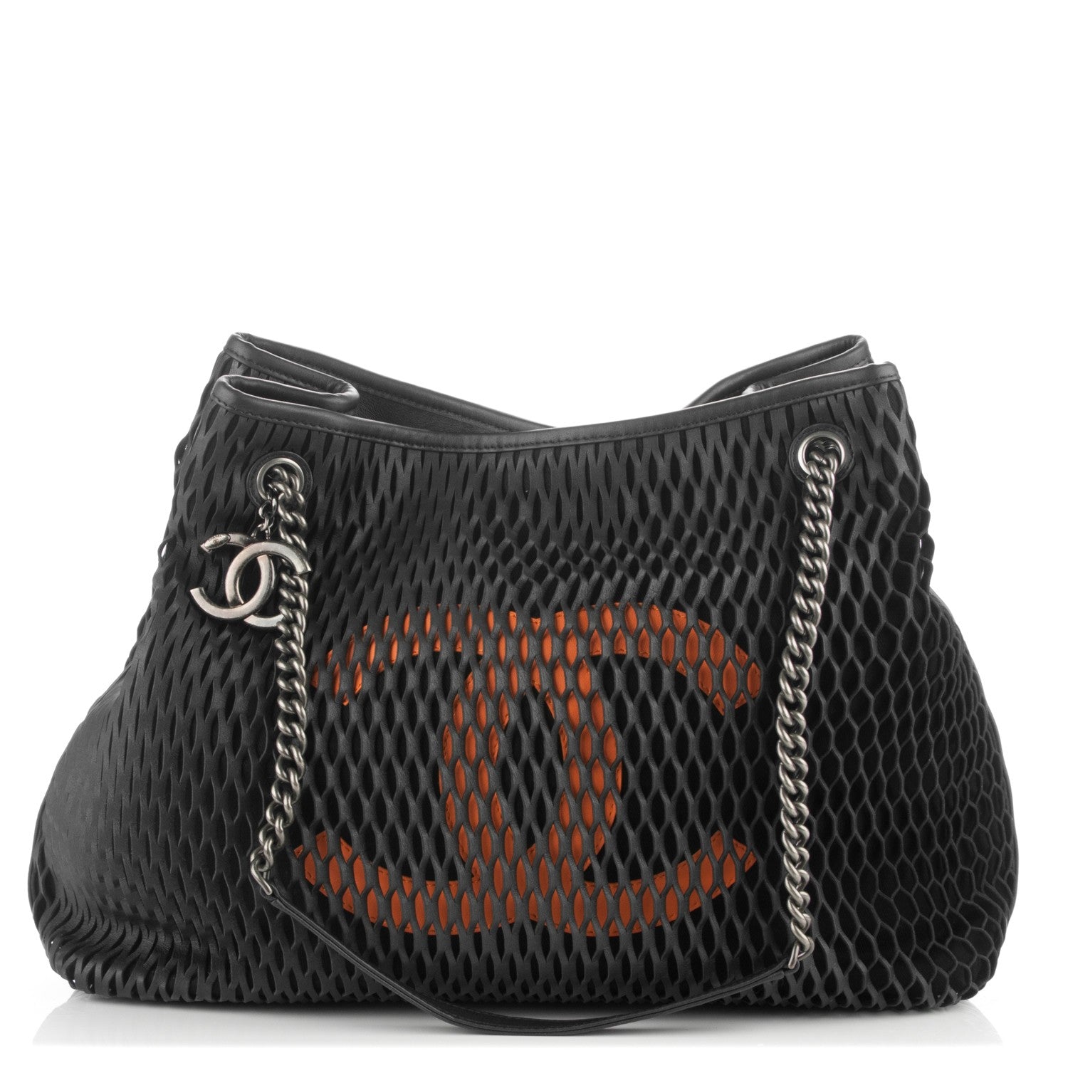 Chanel Calfskin Laser Cut Perforated CC Tote Black 179166