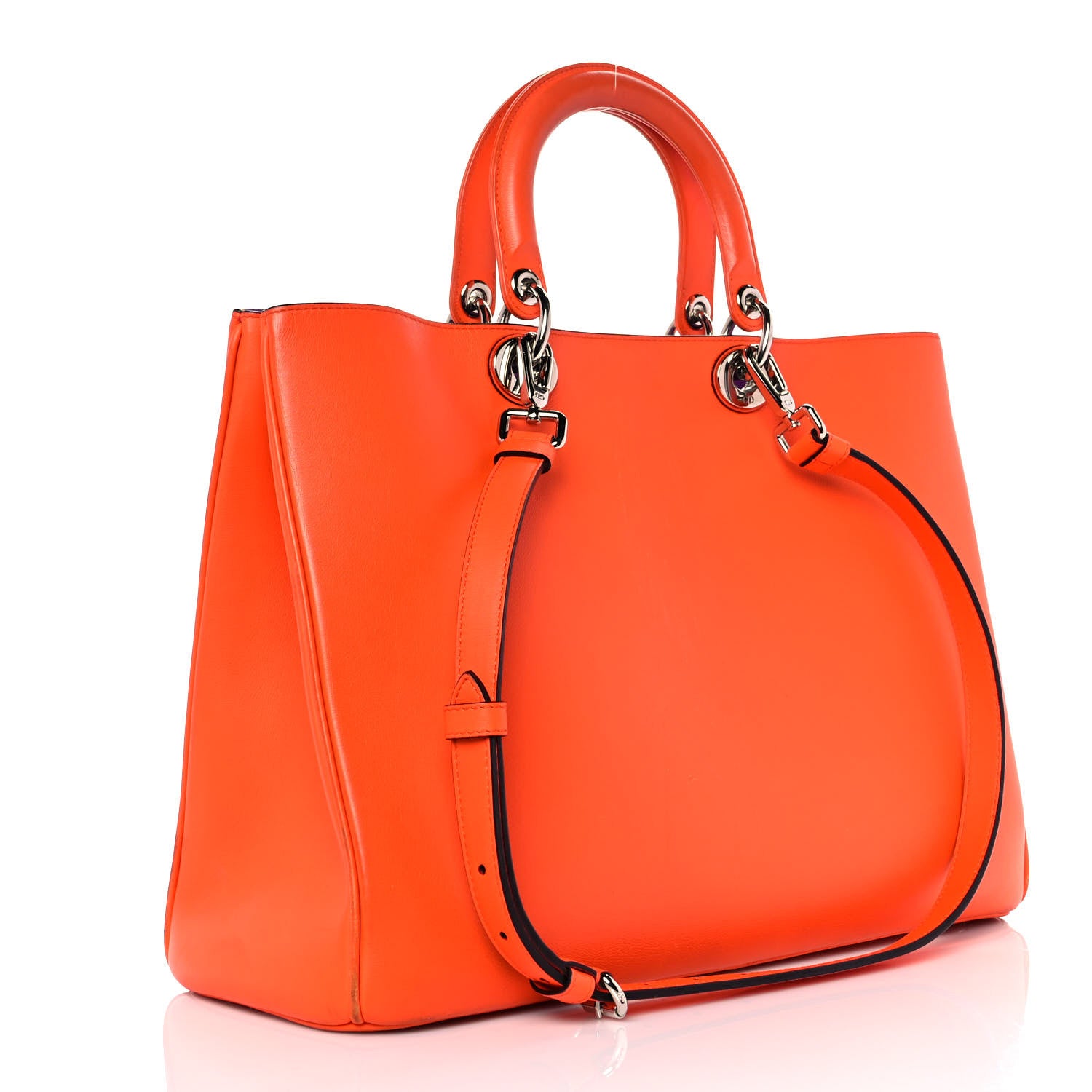 Christian Dior Smooth Calfskin Large Diorissimo Tote Orange Parme 3 of 11