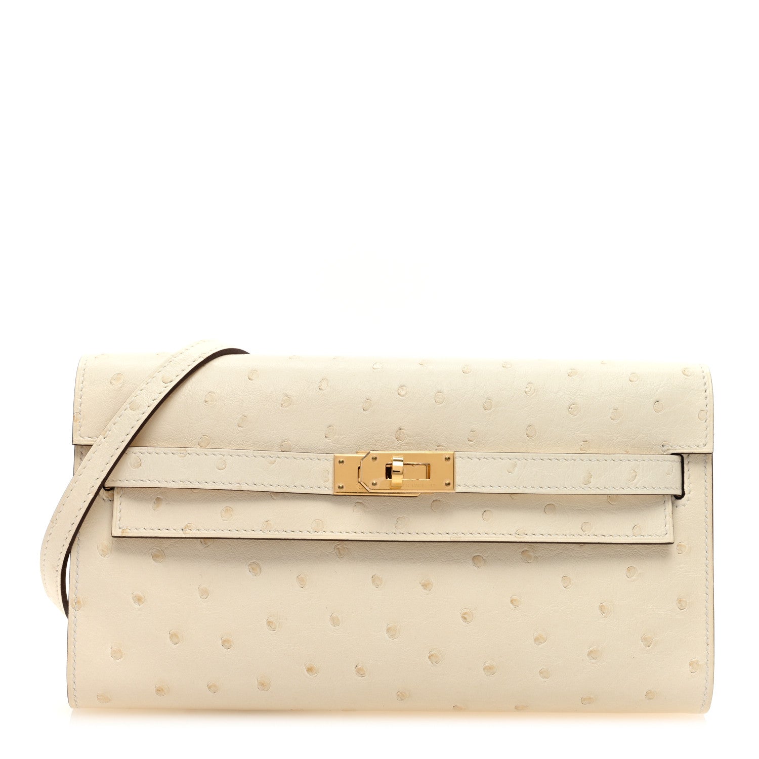 Hermes Ostrich Kelly Wallet To Go Craie 1 of 11