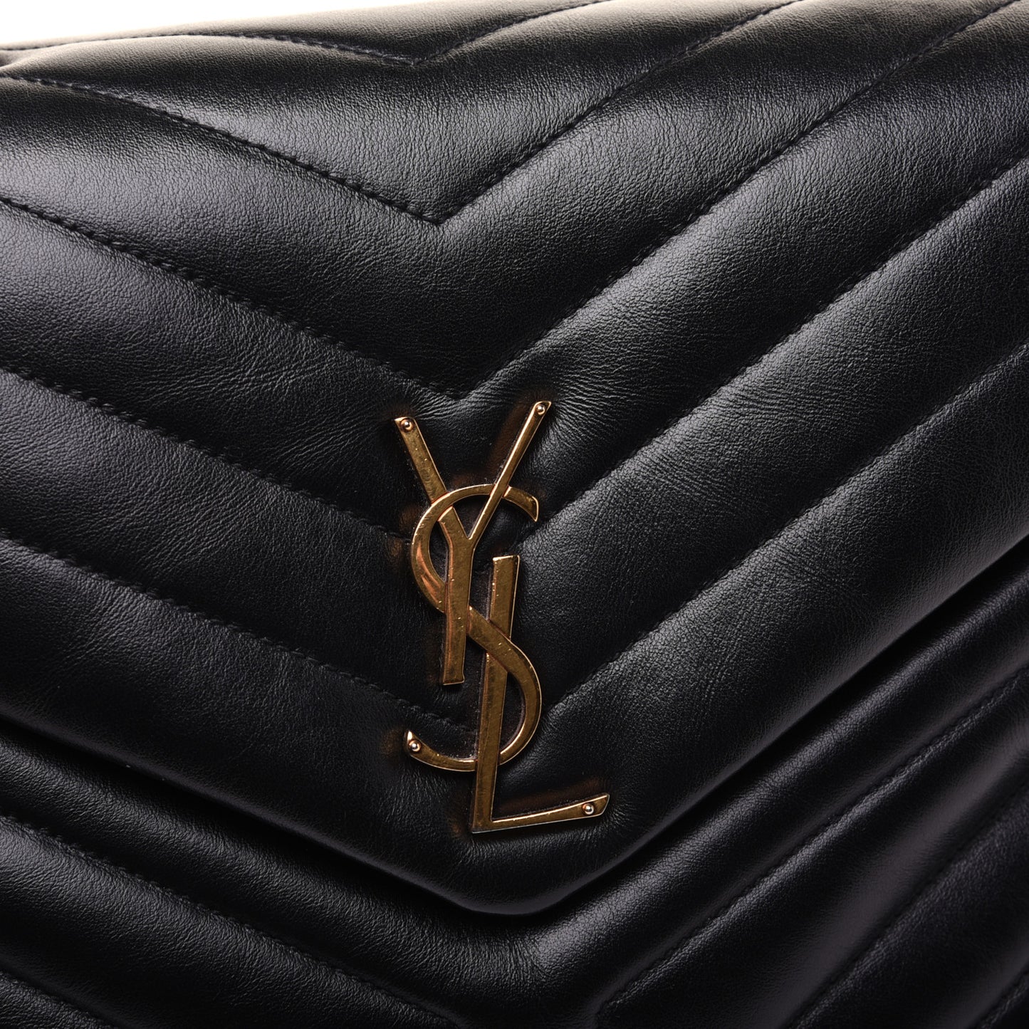 Calfskin Y Quilted Monogram Medium Loulou Chain Satchel Black