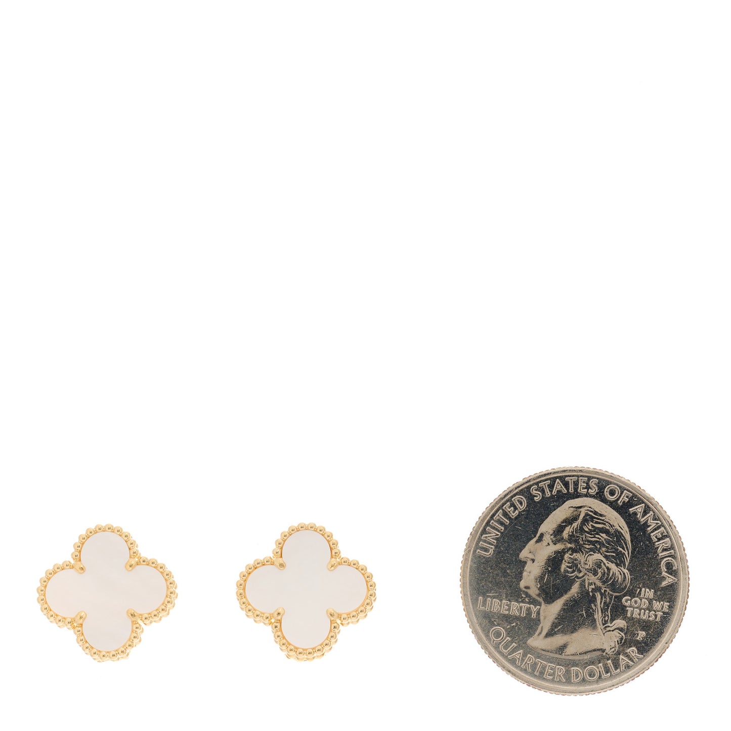 18K Yellow Gold Mother of Pearl Vintage Alhambra Earrings